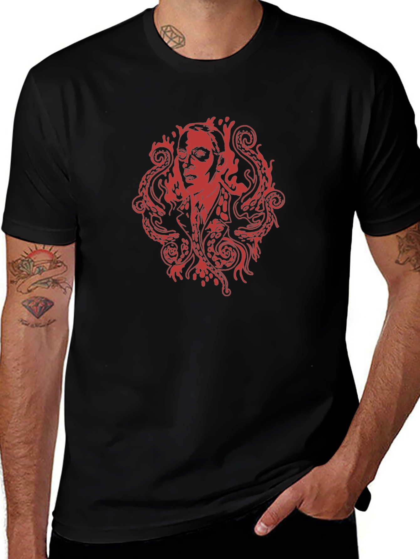 Variant 13 of Lovecraftian T-Shirt - Red Octopus Design