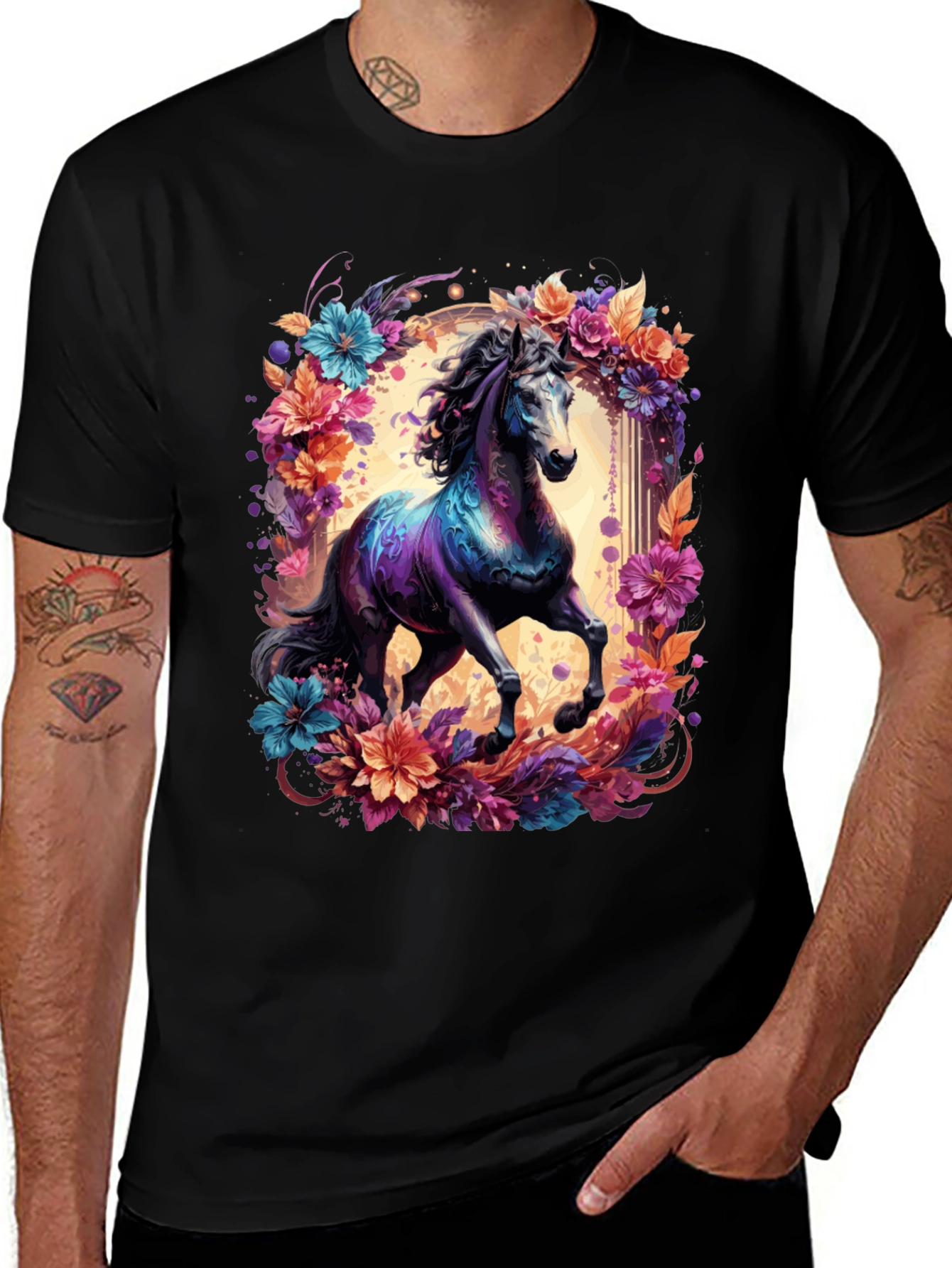 Variant 15 of Floral Horse Graphic Tee - Unique Design