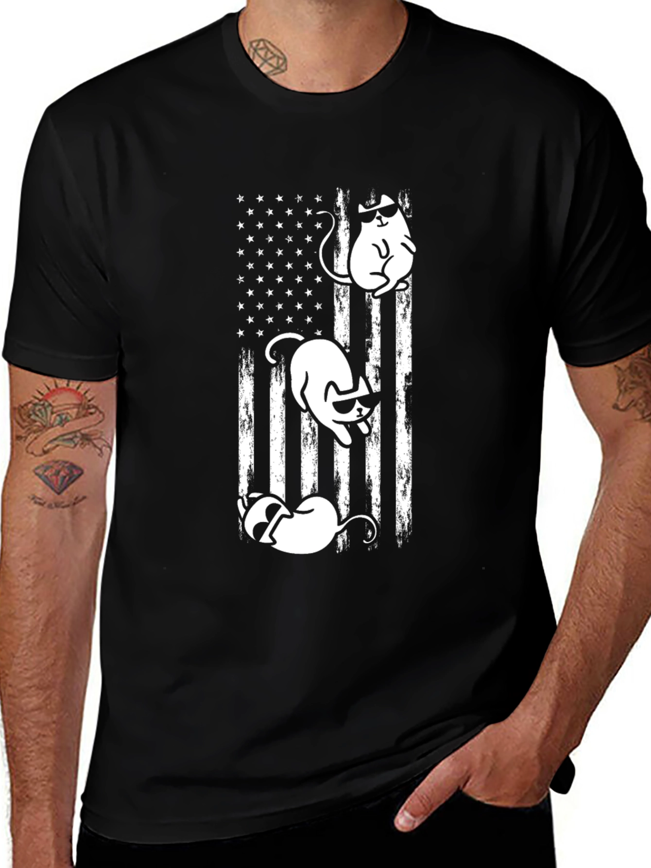 Variant 9 of Cool Cats American Flag T-Shirt