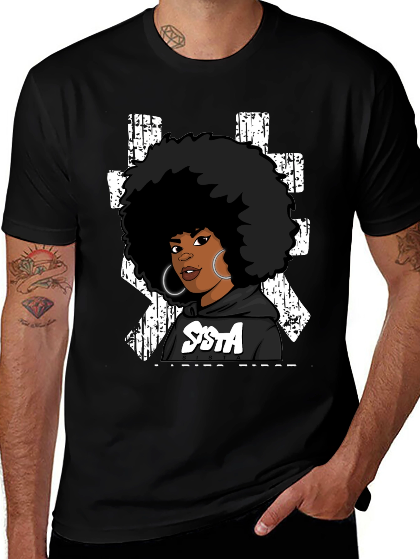 Variant 30 of Sista Graphic Tee - Afro Pride Black Woman T-Shirt