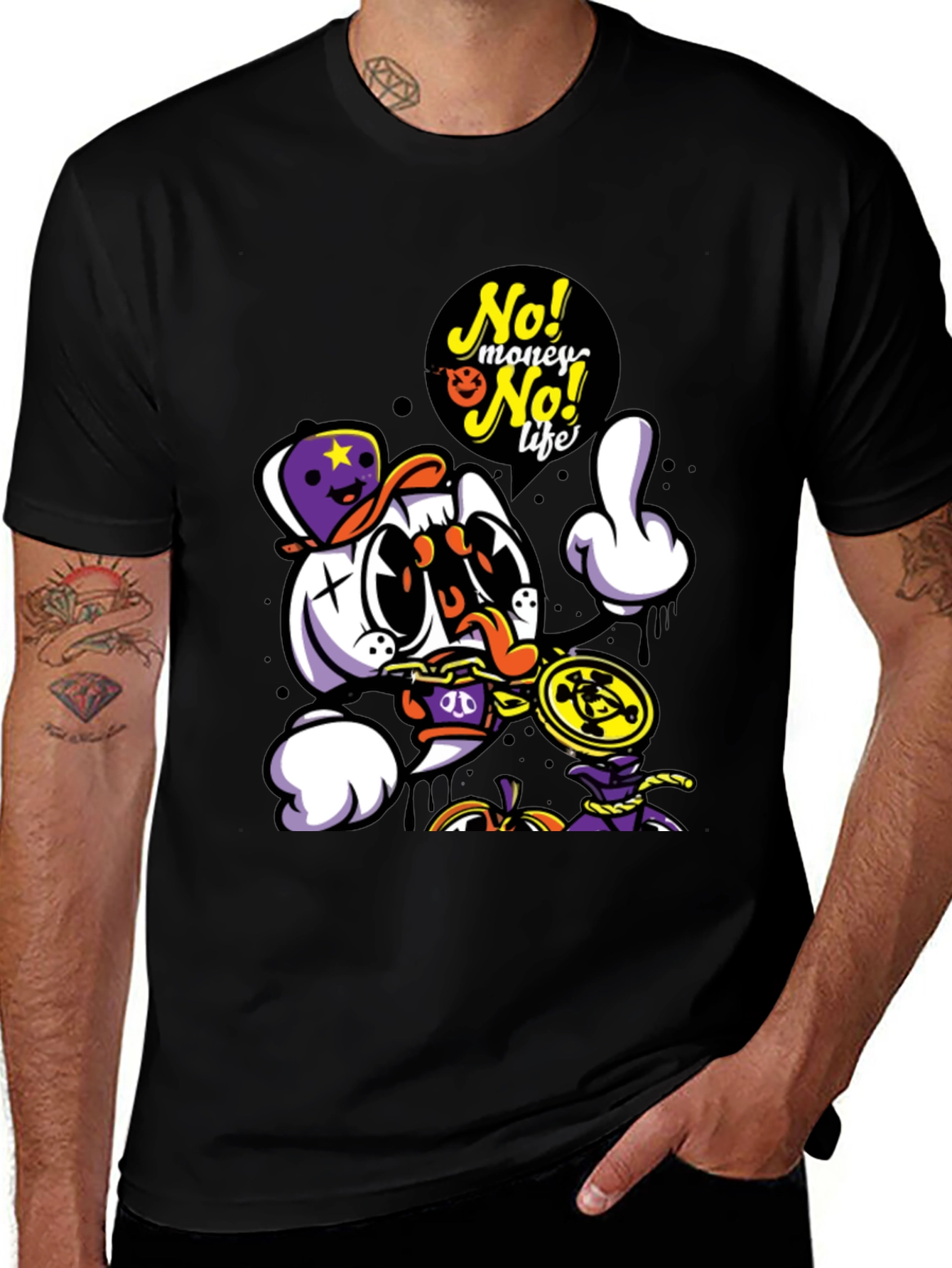 Cartoon Graphic Black T-Shirt