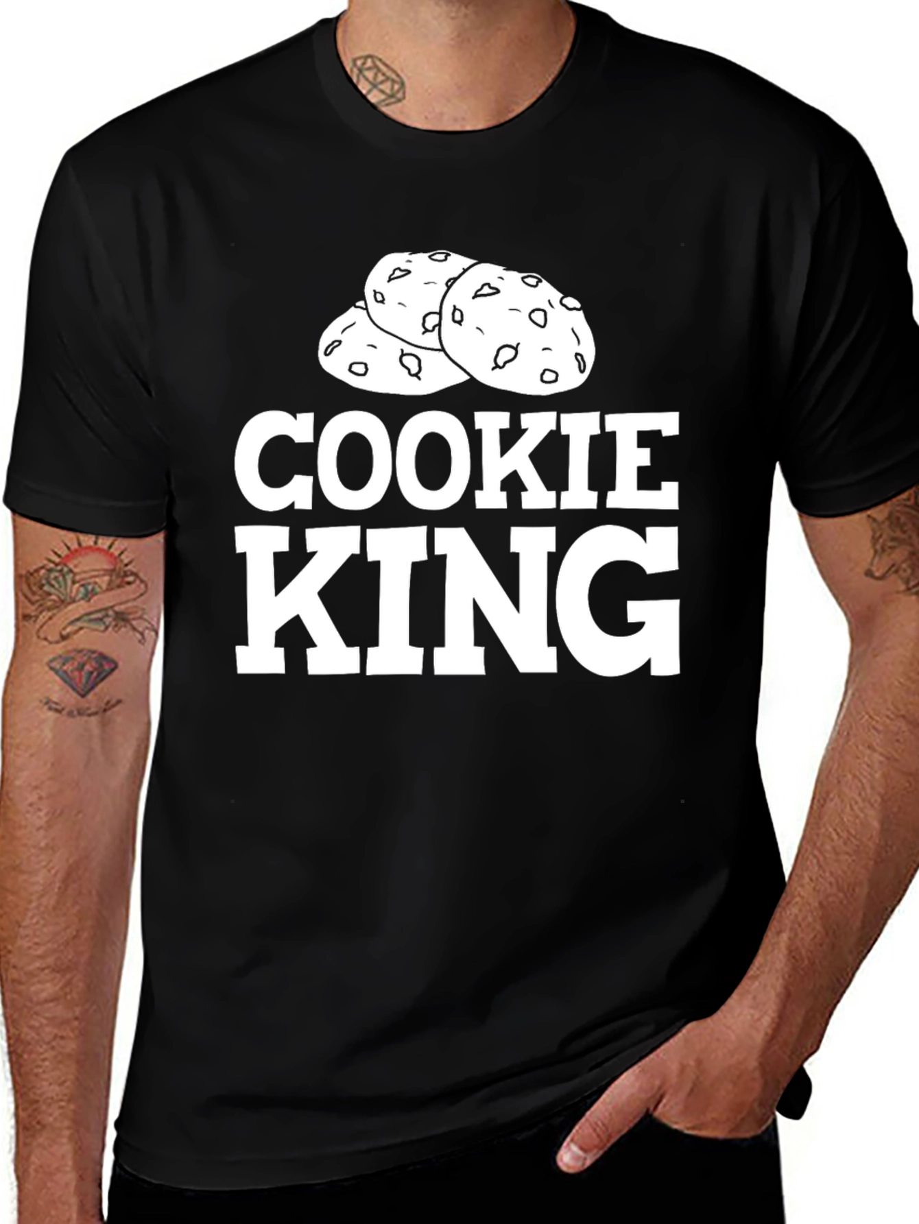 Variant 21 of Cookie King Black T-Shirt | Funny Foodie Tee