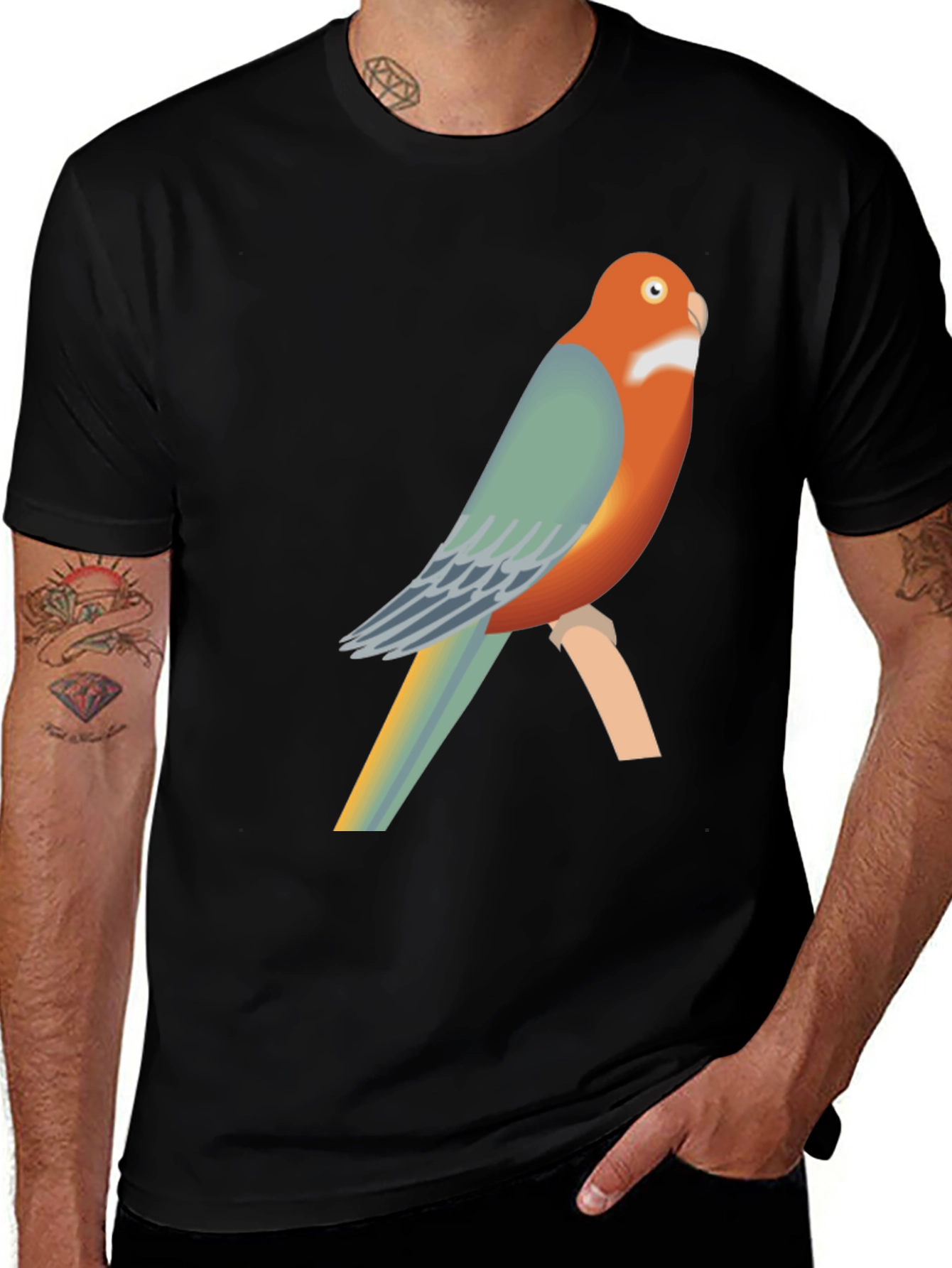 Variant 23 of Parrot Graphic Black T-Shirt | Casual Tee