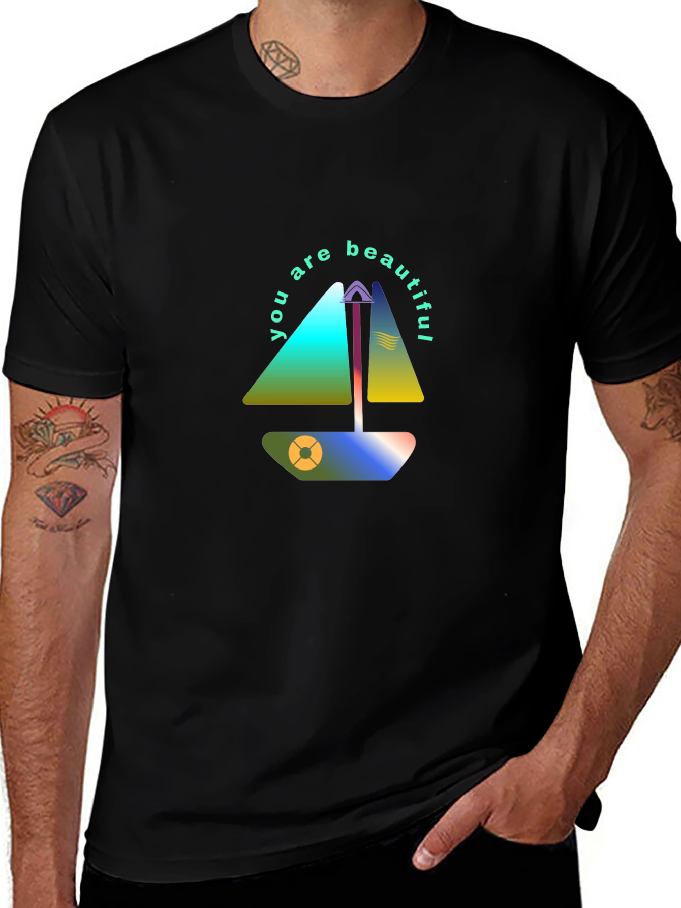 Variant 14 of Modern Sailboat Graphic Tee - You Are Beautiful