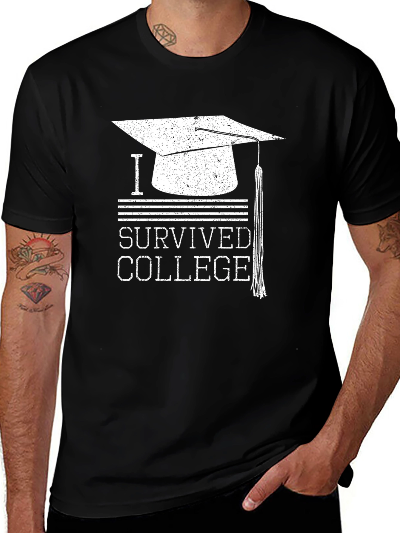 Variant 25 of I Survived College Graduation T-Shirt - Black