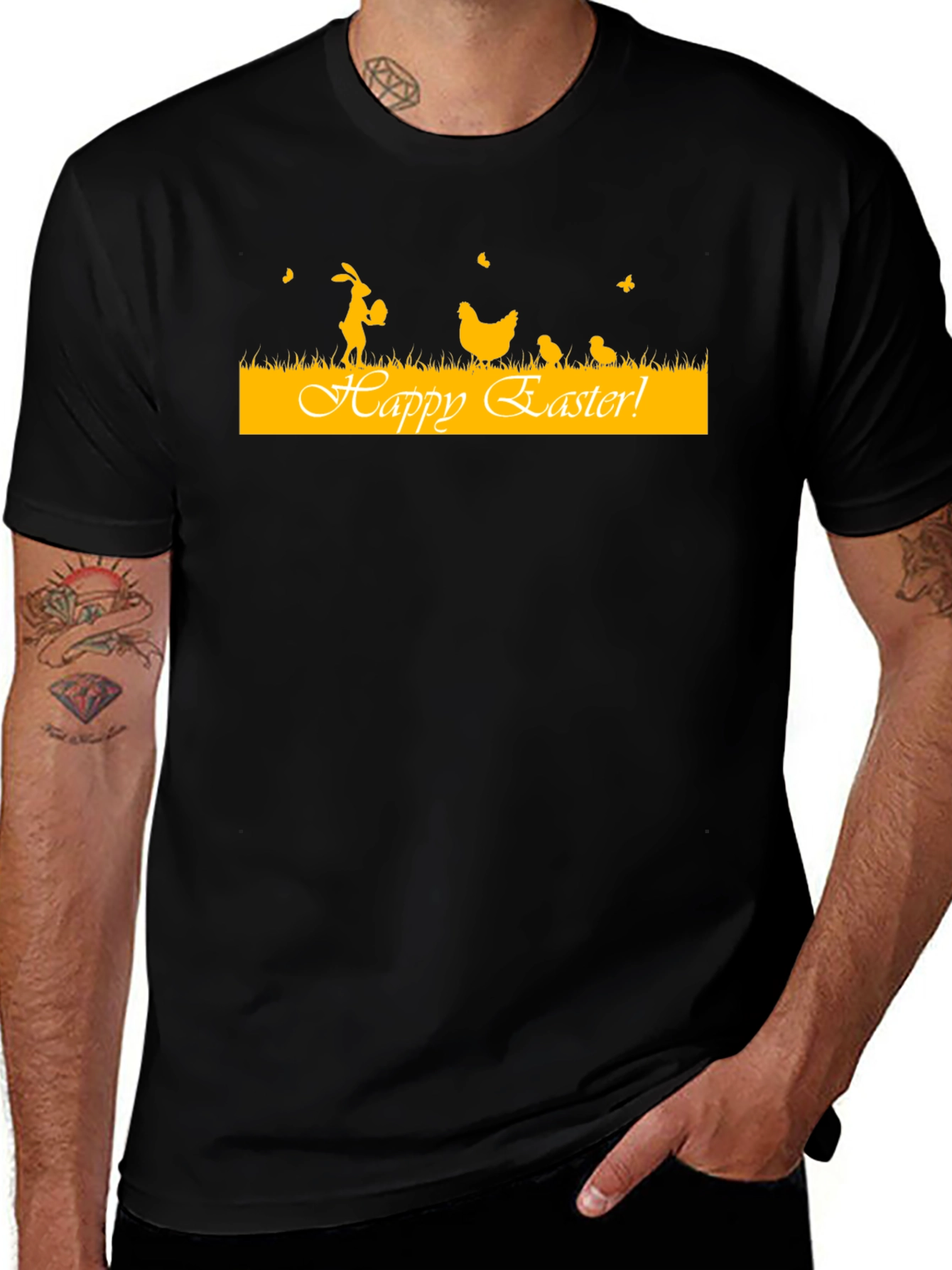 Camiseta Negra con Diseño de Pascua