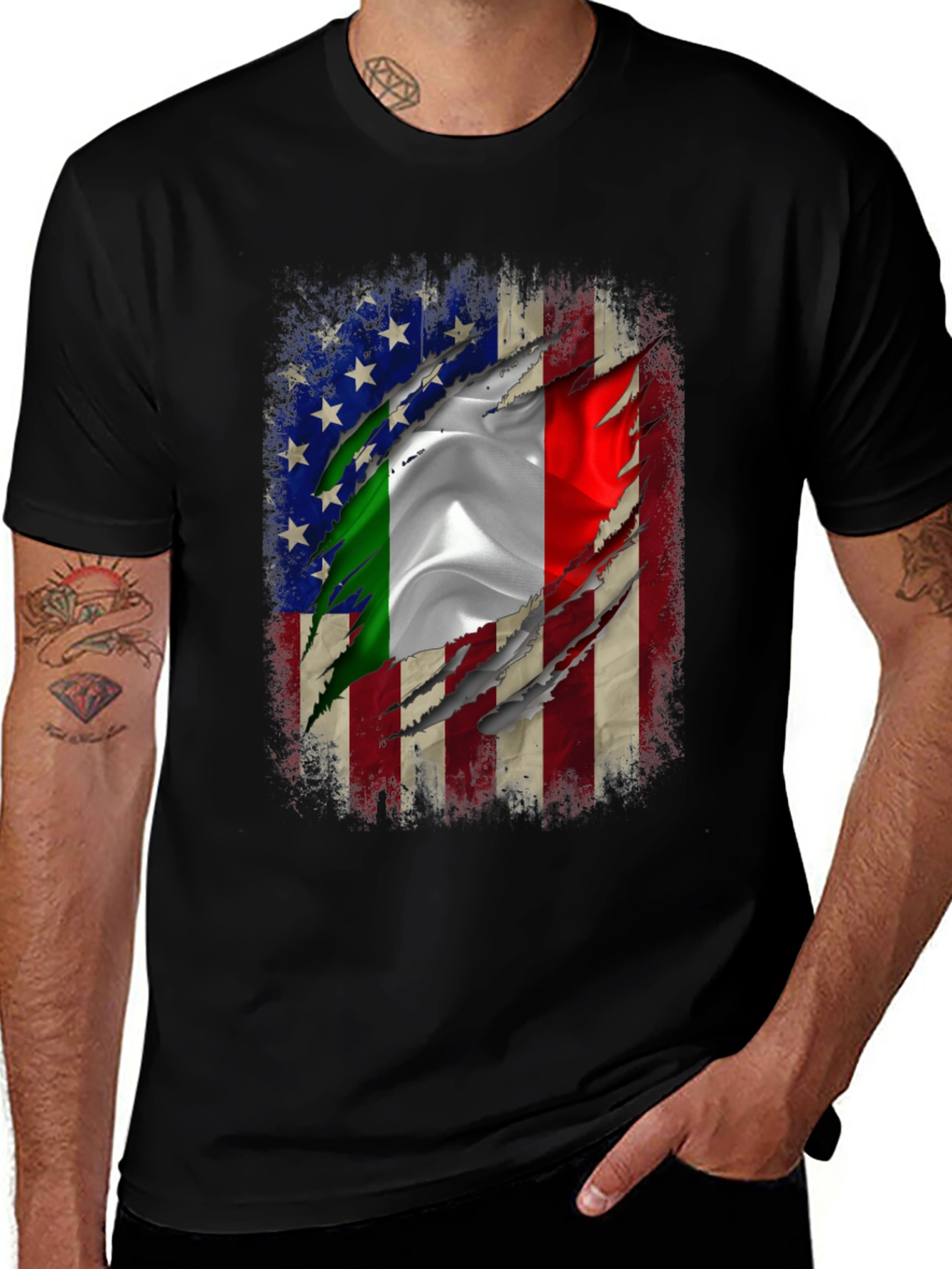 Variant 6 of Italian American Flag Graphic T-Shirt