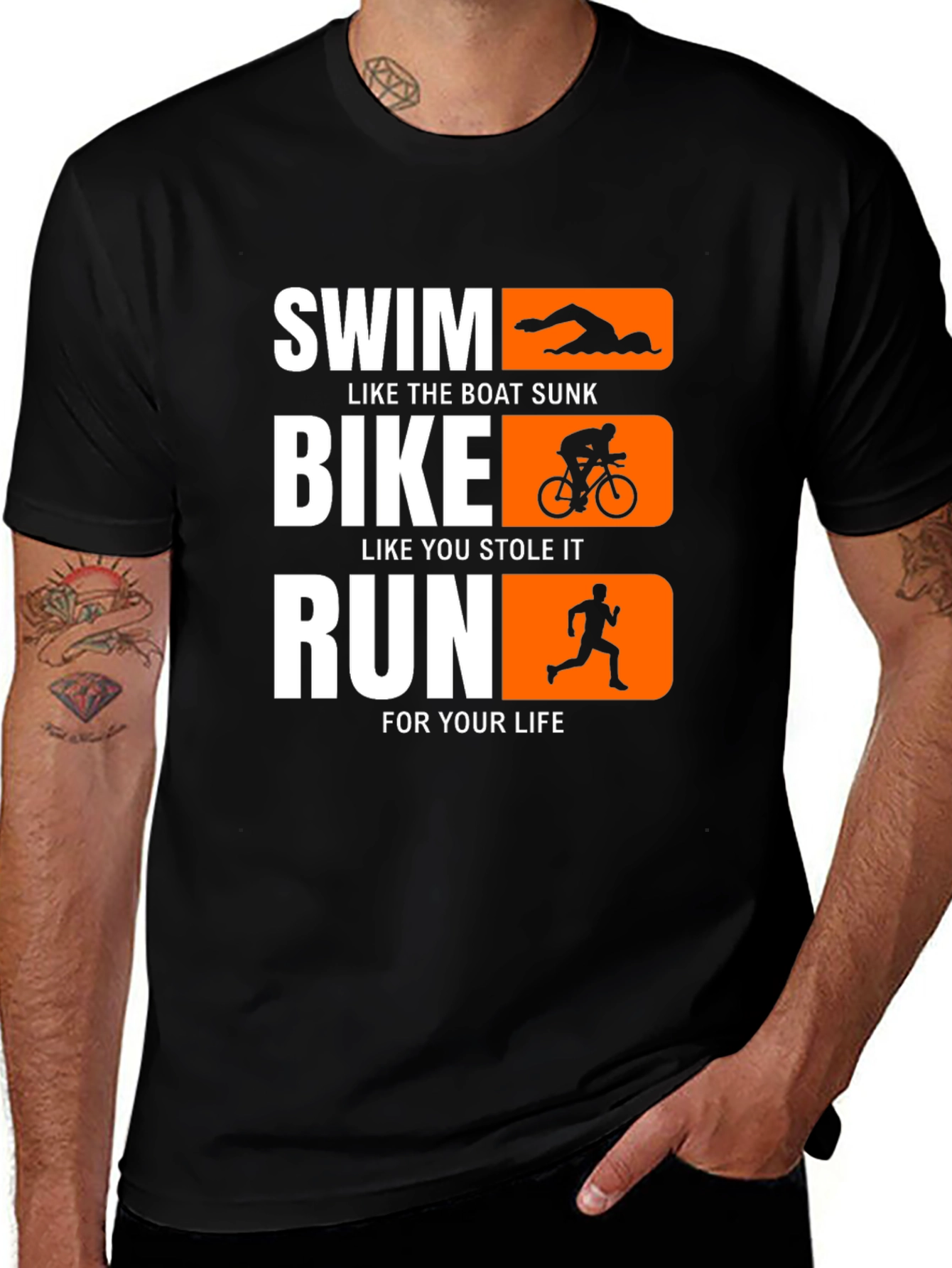 Variant 8 of Swim Bike Run T-Shirt - Triathlon Motivation Tee