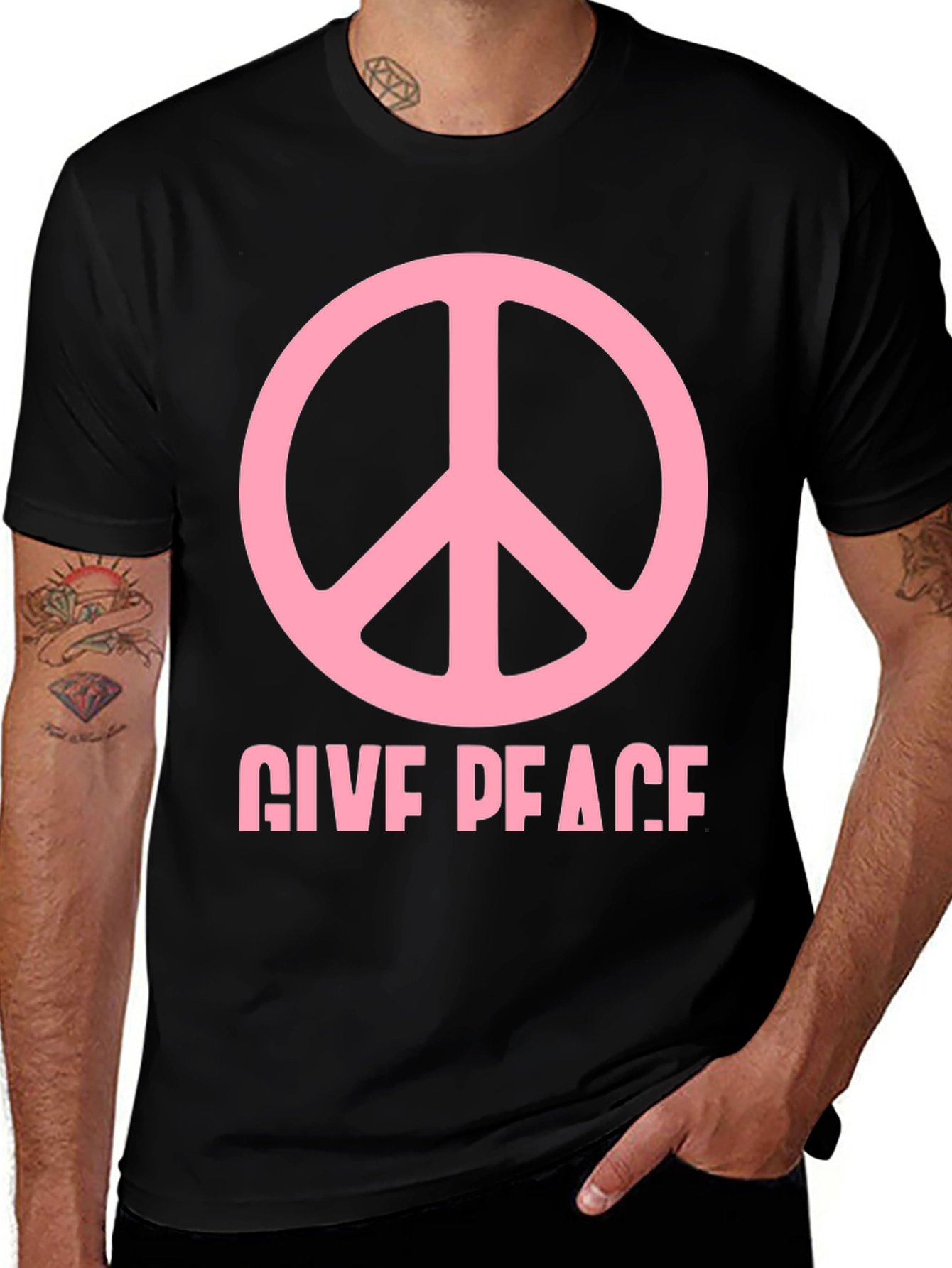 Variant 18 of Give Peace Black Graphic T-Shirt