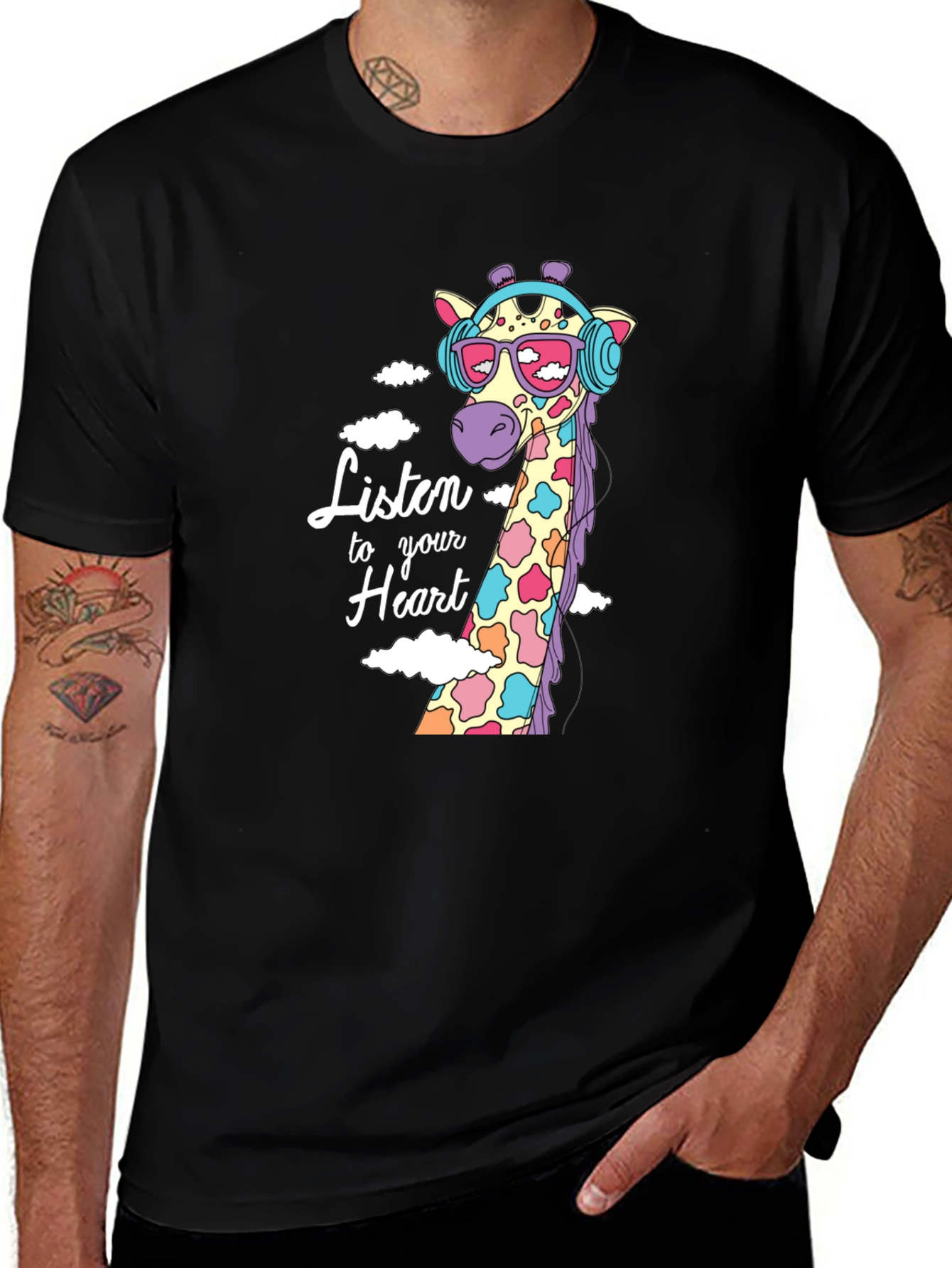Variant 6 of Giraffe Listen to Your Heart Graphic Tee