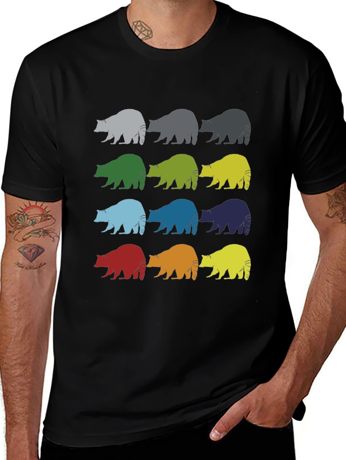 Variant 28 of Retro Raccoon T-Shirt - Colorful Wildlife Graphic Tee