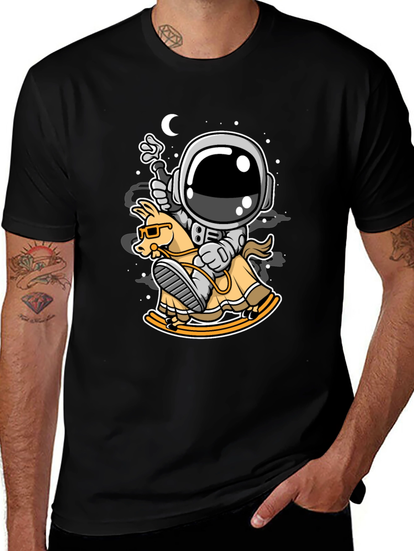 Variant 13 of Astronaut on Rocking Horse Graphic Tee
