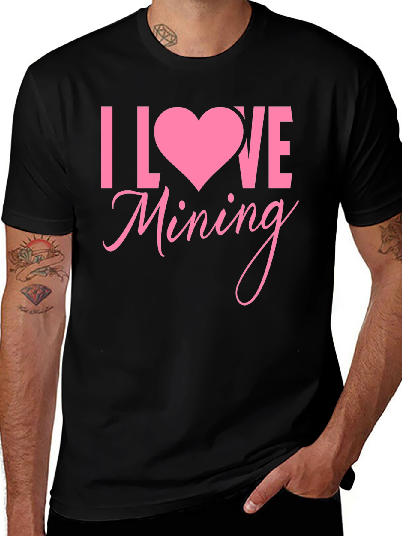Variant 20 of I Love Mining Graphic Tee - Pink Heart Design