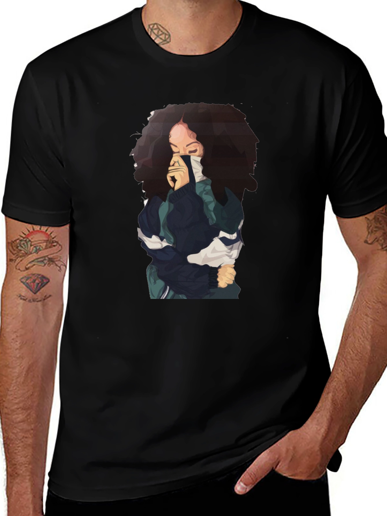 Variant 19 of Stylish Graphic Print T-Shirt - Afro Girl Design