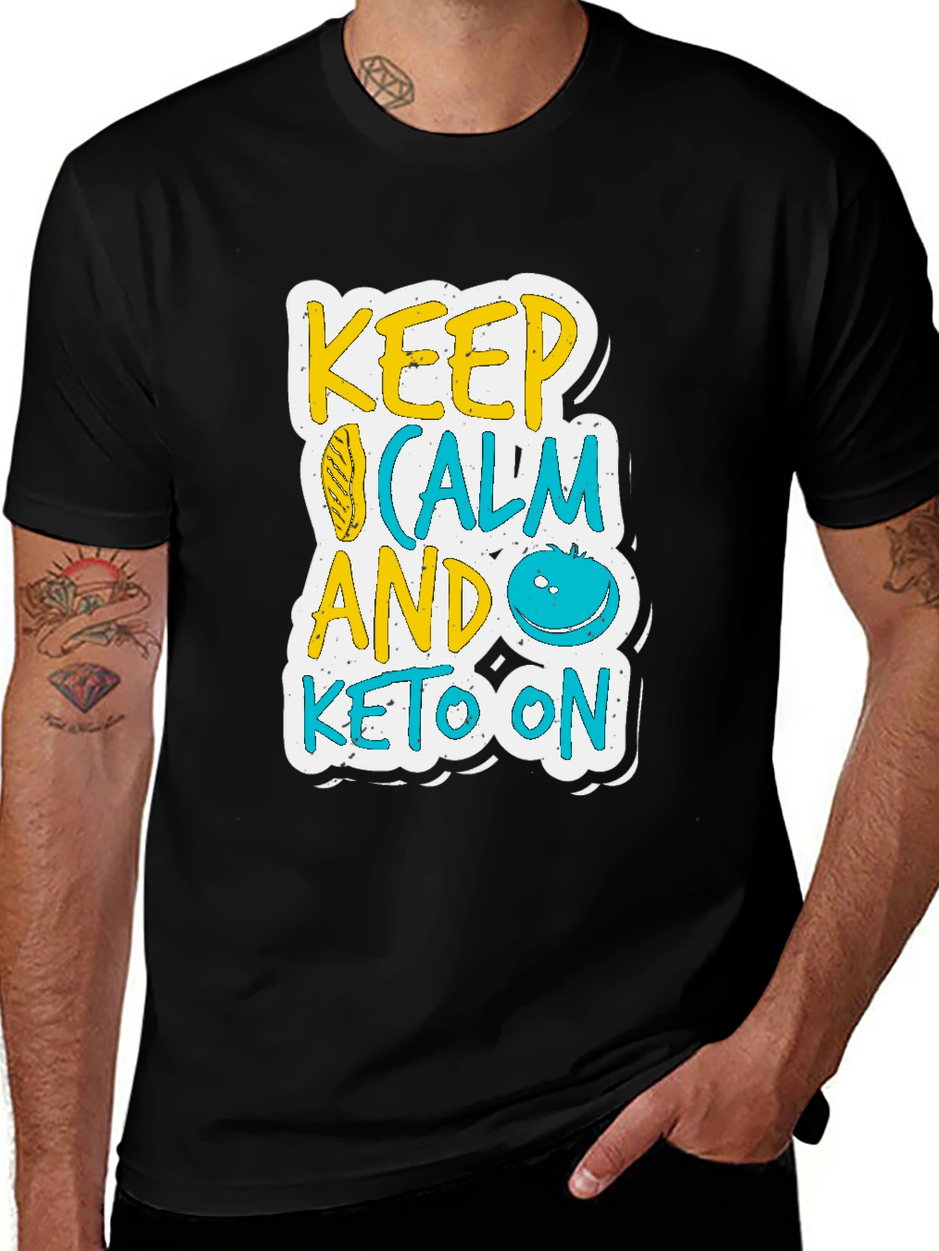 Variant 12 of Keep Calm and Keto On Black T-Shirt