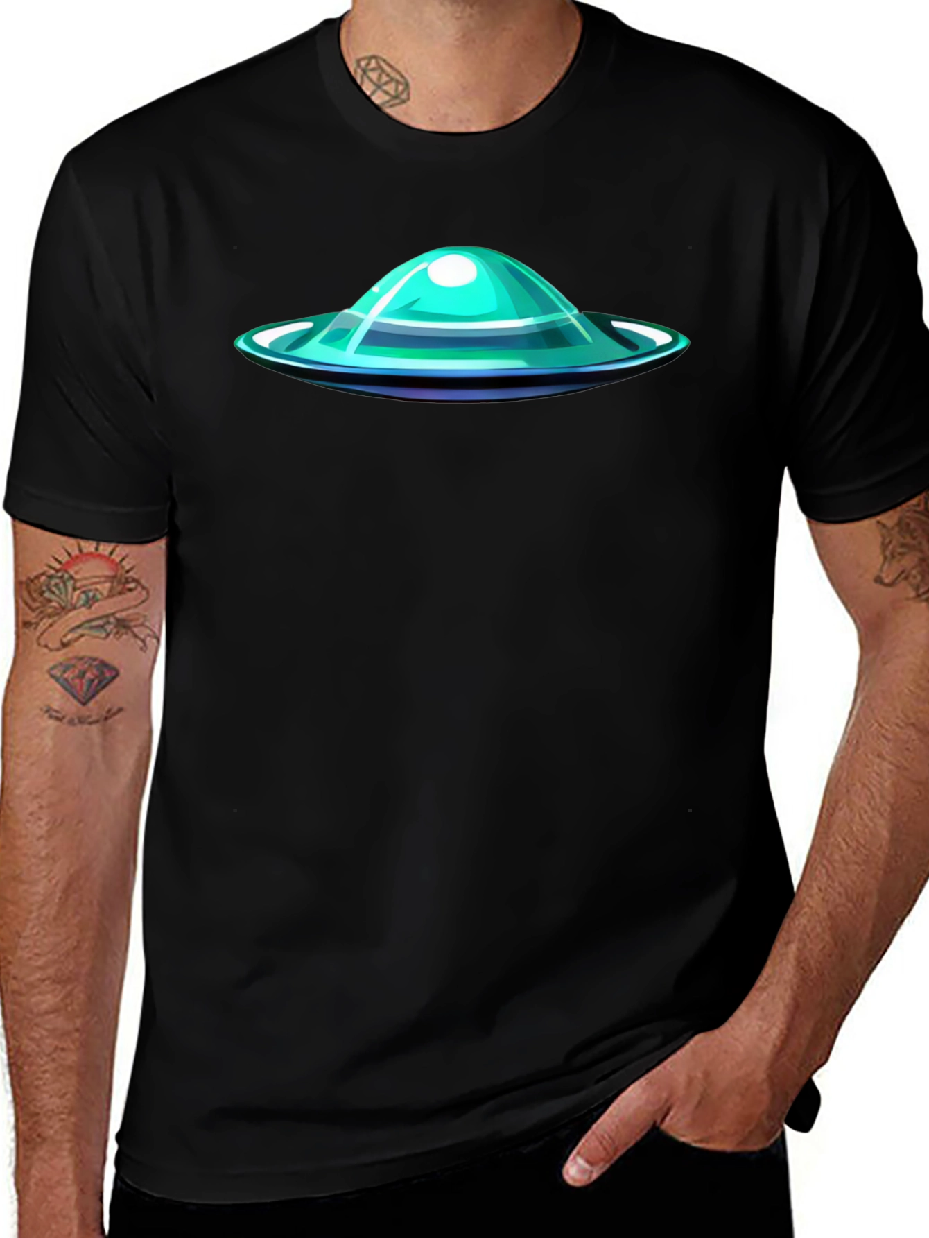 Variant 30 of UFO Graphic Tee - Black Casual T-Shirt