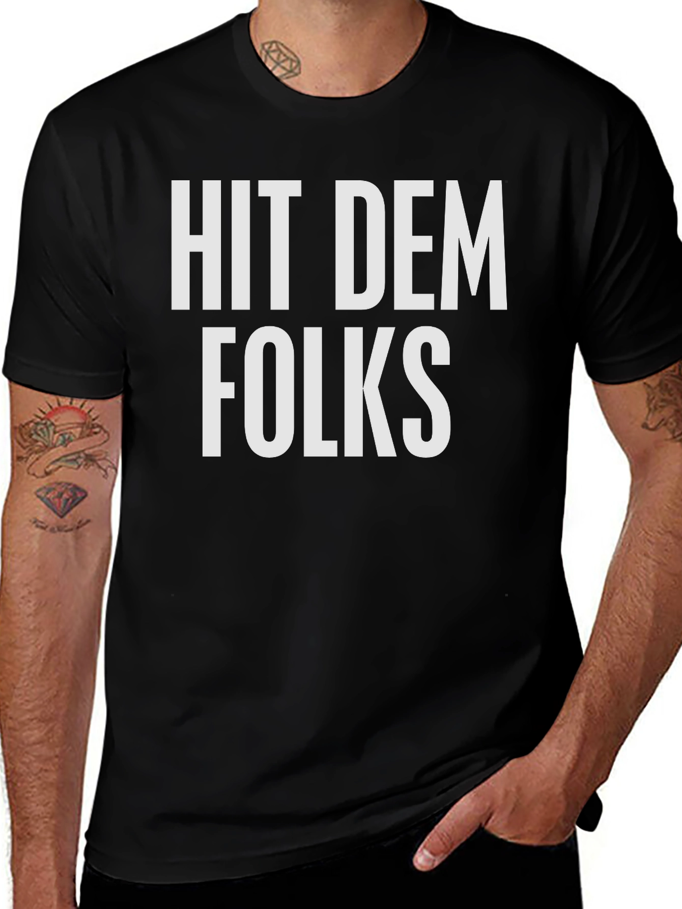 Variant 7 of Hit Dem Folks Graphic Tee - Black Cotton Blend