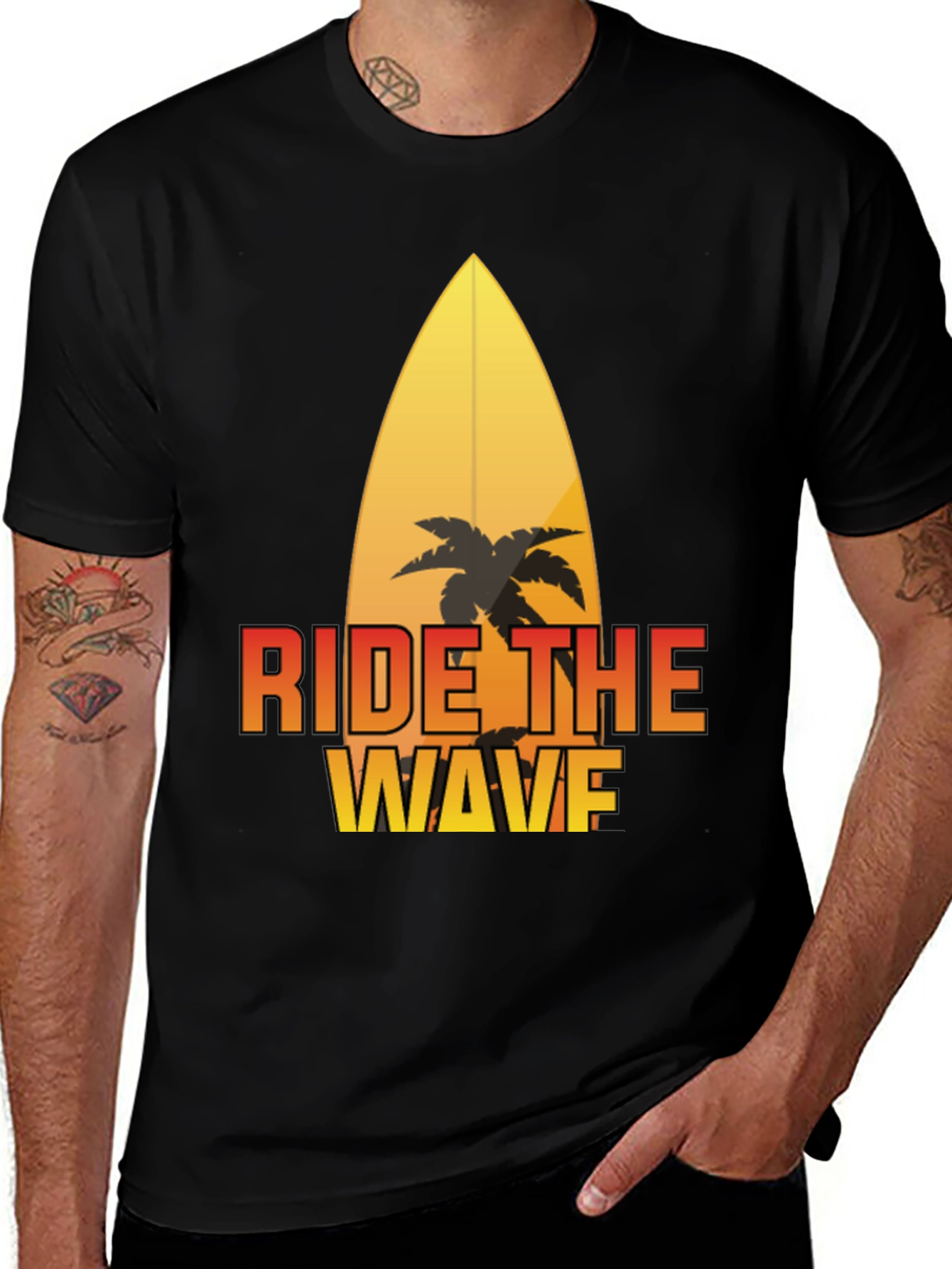 Variant 9 of Ride The Wave T-Shirt - Surfboard Graphic Tee
