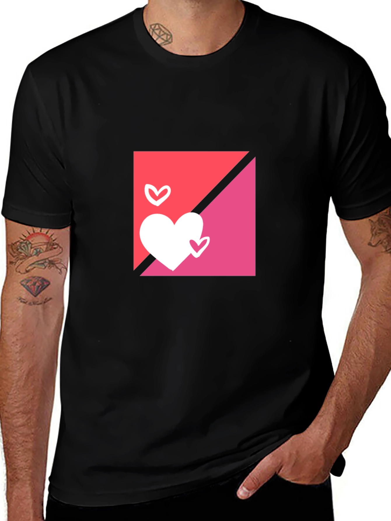 Variant 13 of Heart Graphic Black T-Shirt