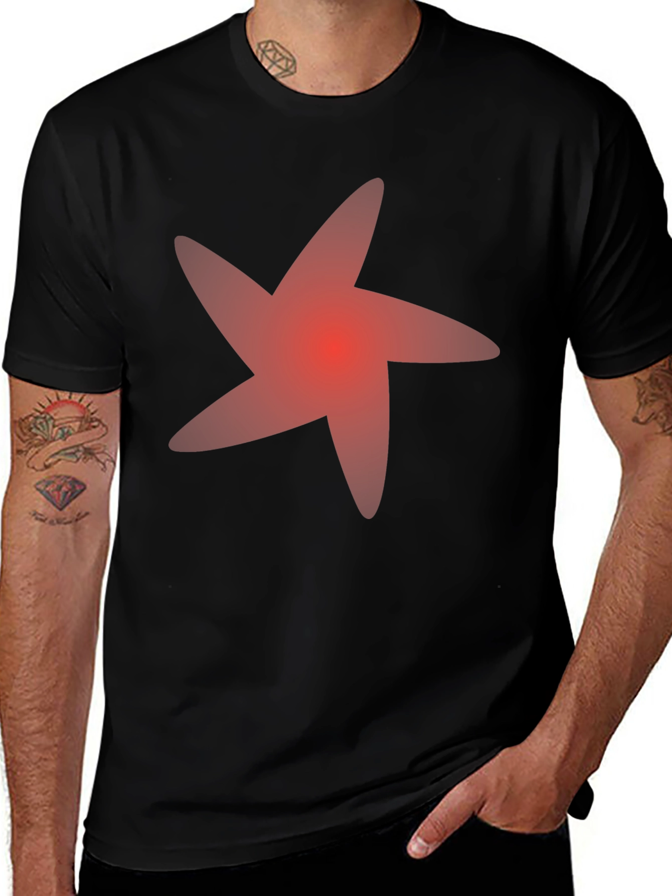 Variant 19 of Bold Star Graphic Tee - Casual Black T-Shirt