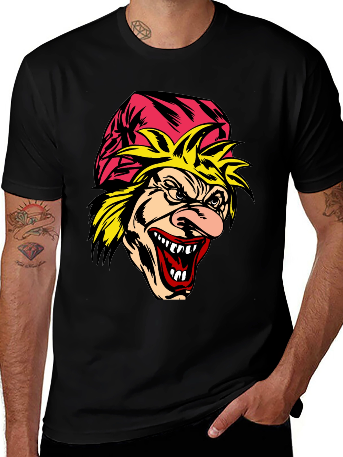 Variant 20 of Scary Cartoon Graphic Tee - Men's Black T-Shirt