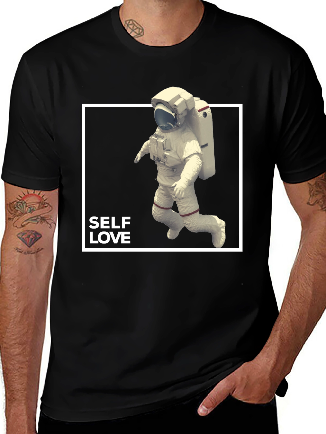 Variant 5 of Self Love Astronaut Graphic Tee - Black