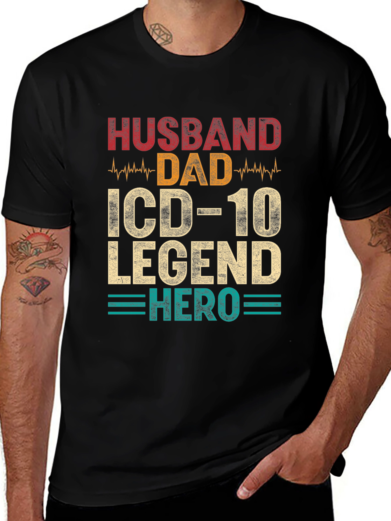 Variant 27 of Husband Dad ICD-10 Legend Hero T-Shirt