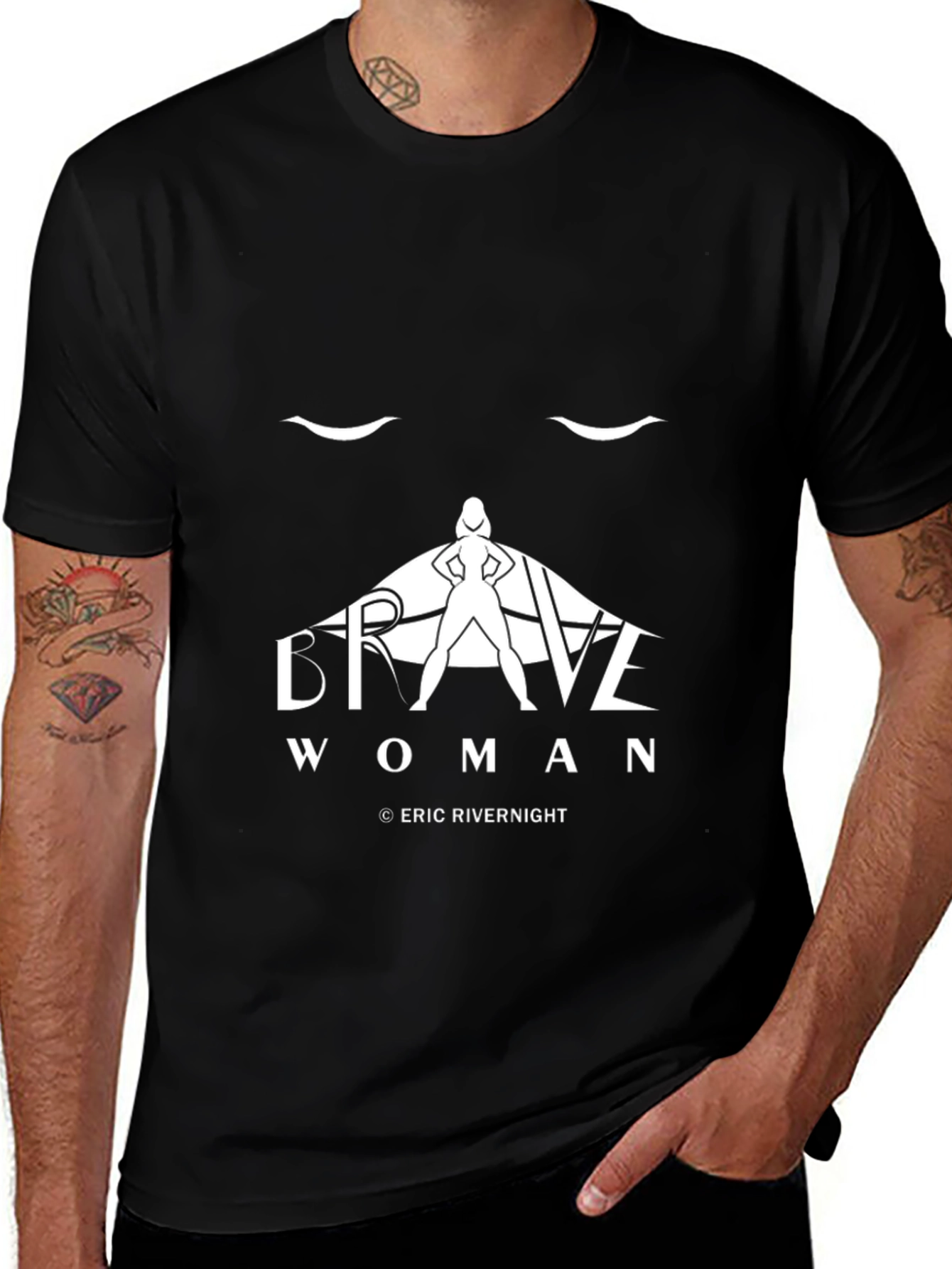 Variant 23 of Brave Woman Graphic Tee - Black Cotton T-Shirt