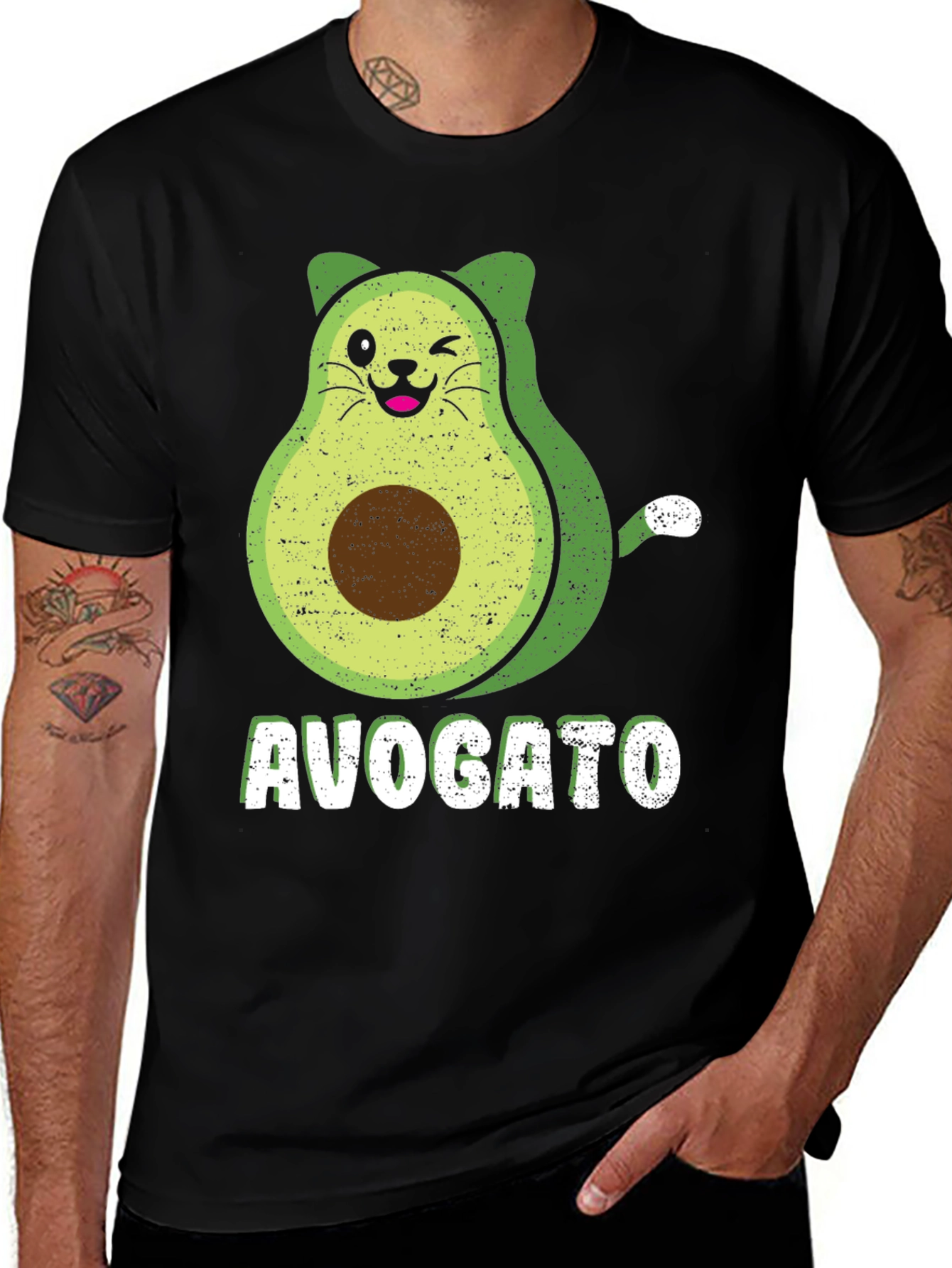 Avogato T-Shirt - Avocado Cat Graphic Tee