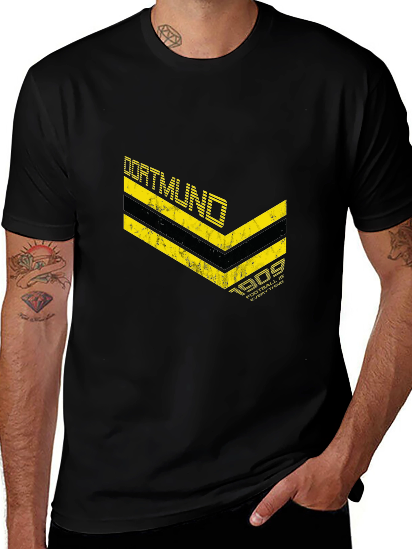 Dortmund 1909 Football Tee - Black Graphic T-Shirt