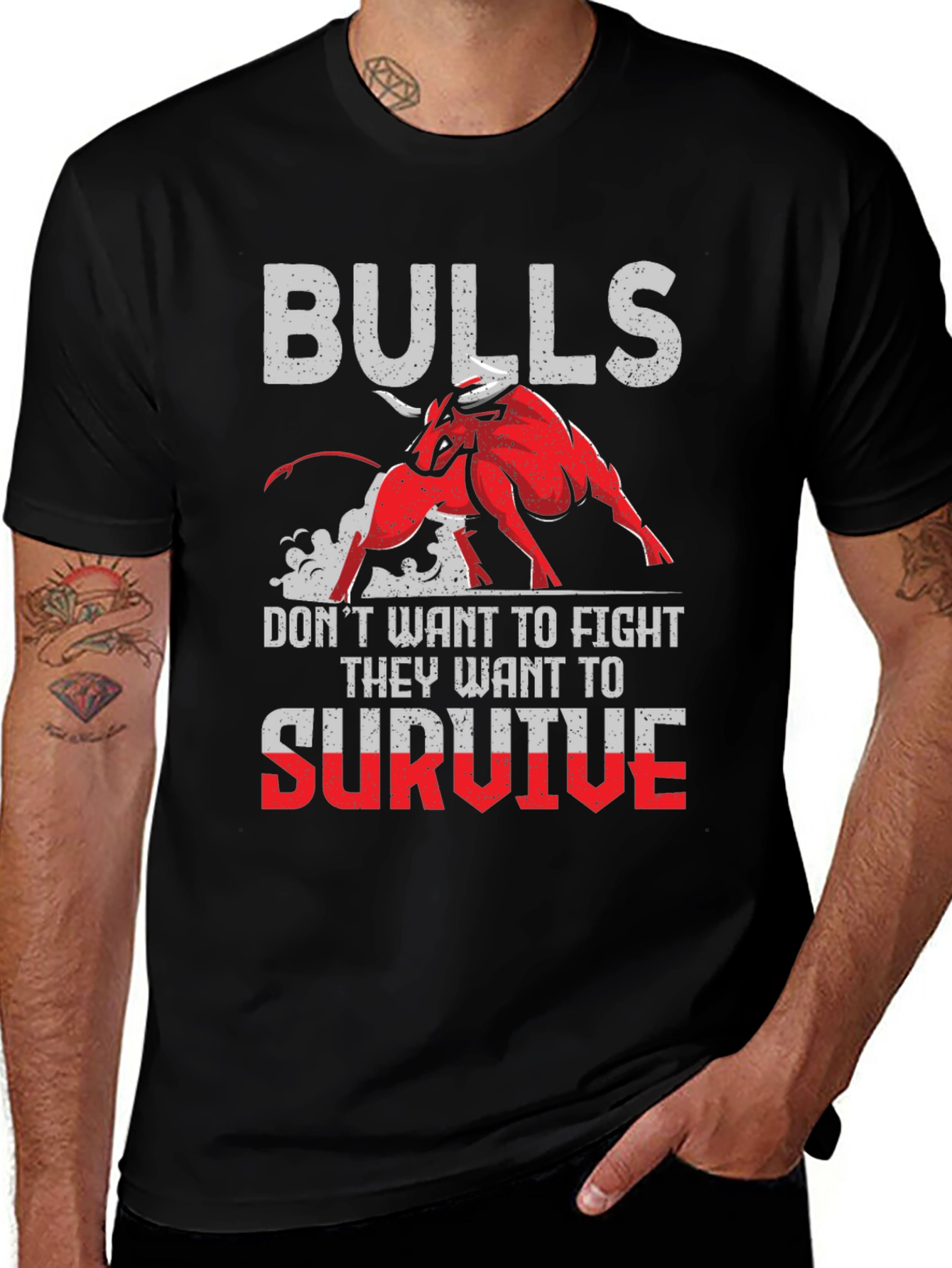 Variant 16 of Bulls Graphic Print Black T-Shirt