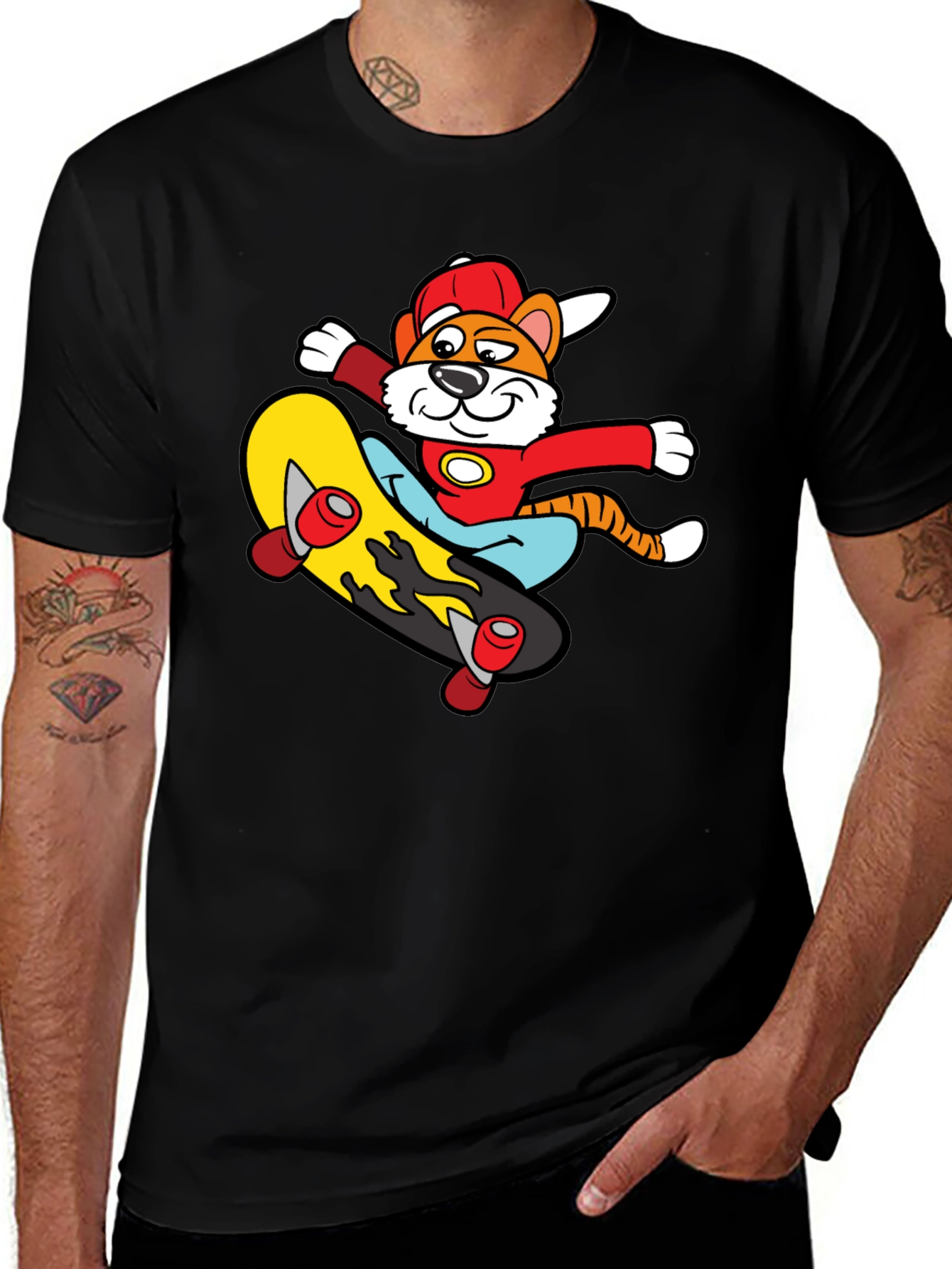 Variant 15 of Skateboarding Cartoon Tiger Graphic T-Shirt