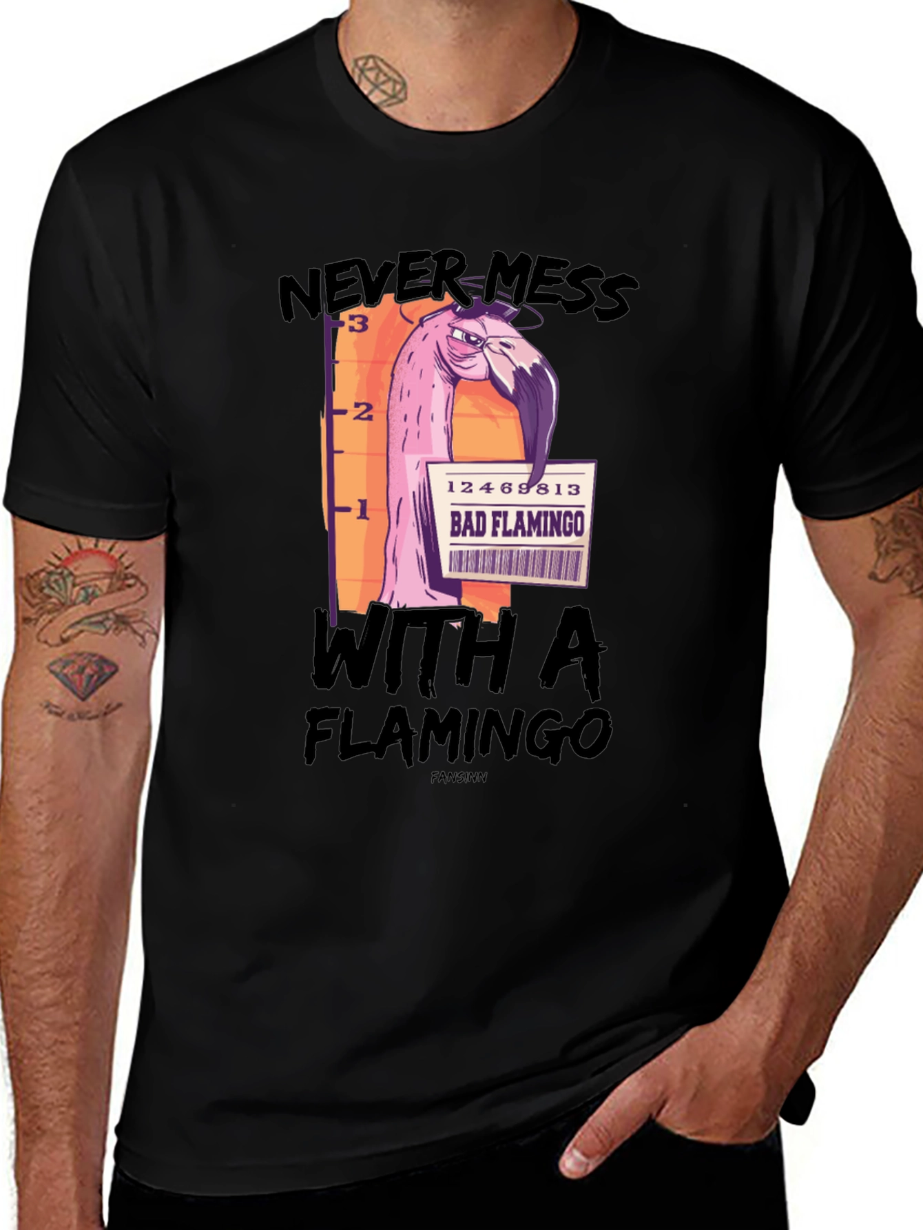 Variant 17 of Bad Flamingo Graphic Tee - Mens Black T-Shirt