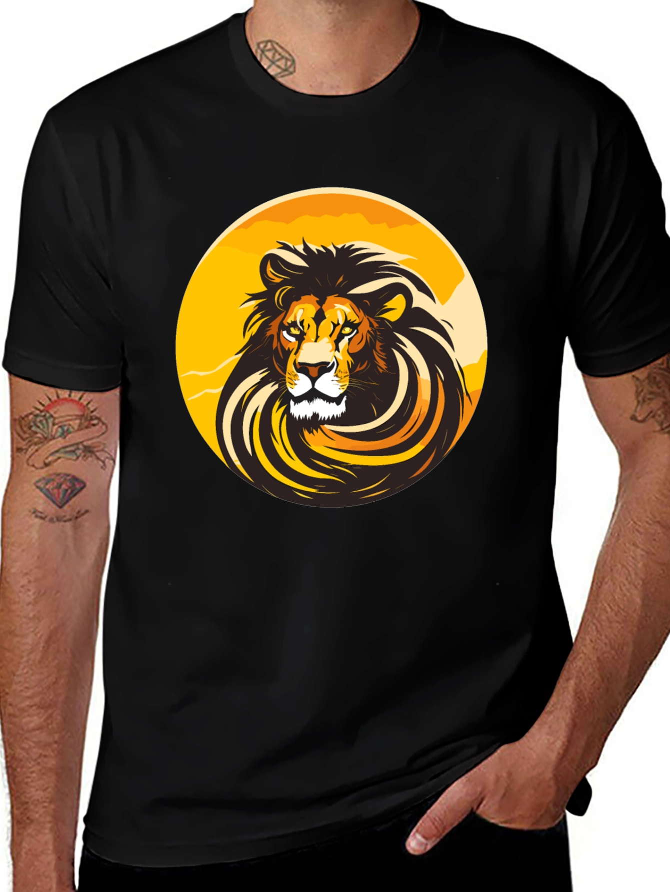 Variant 27 of Lion Graphic Black T-Shirt