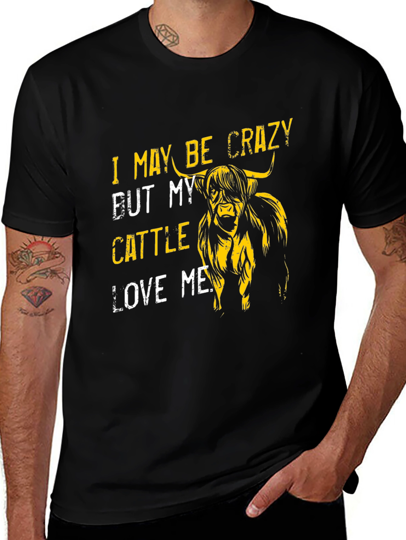 Variant 15 of Crazy Cattle Lover T-Shirt - Highland Cow Graphic Tee