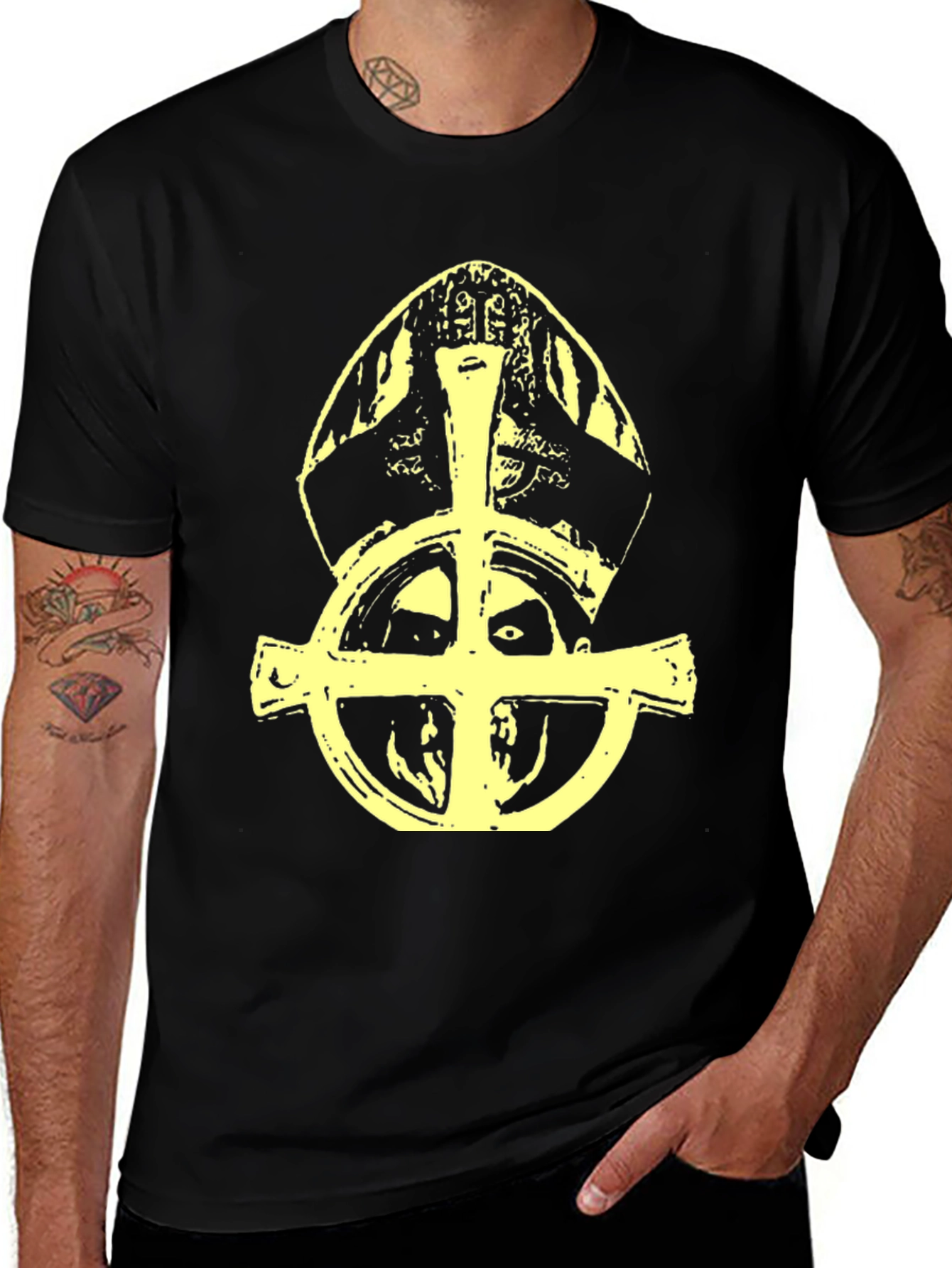 Variant 13 of Black Graphic Tee - Religious Symbol
