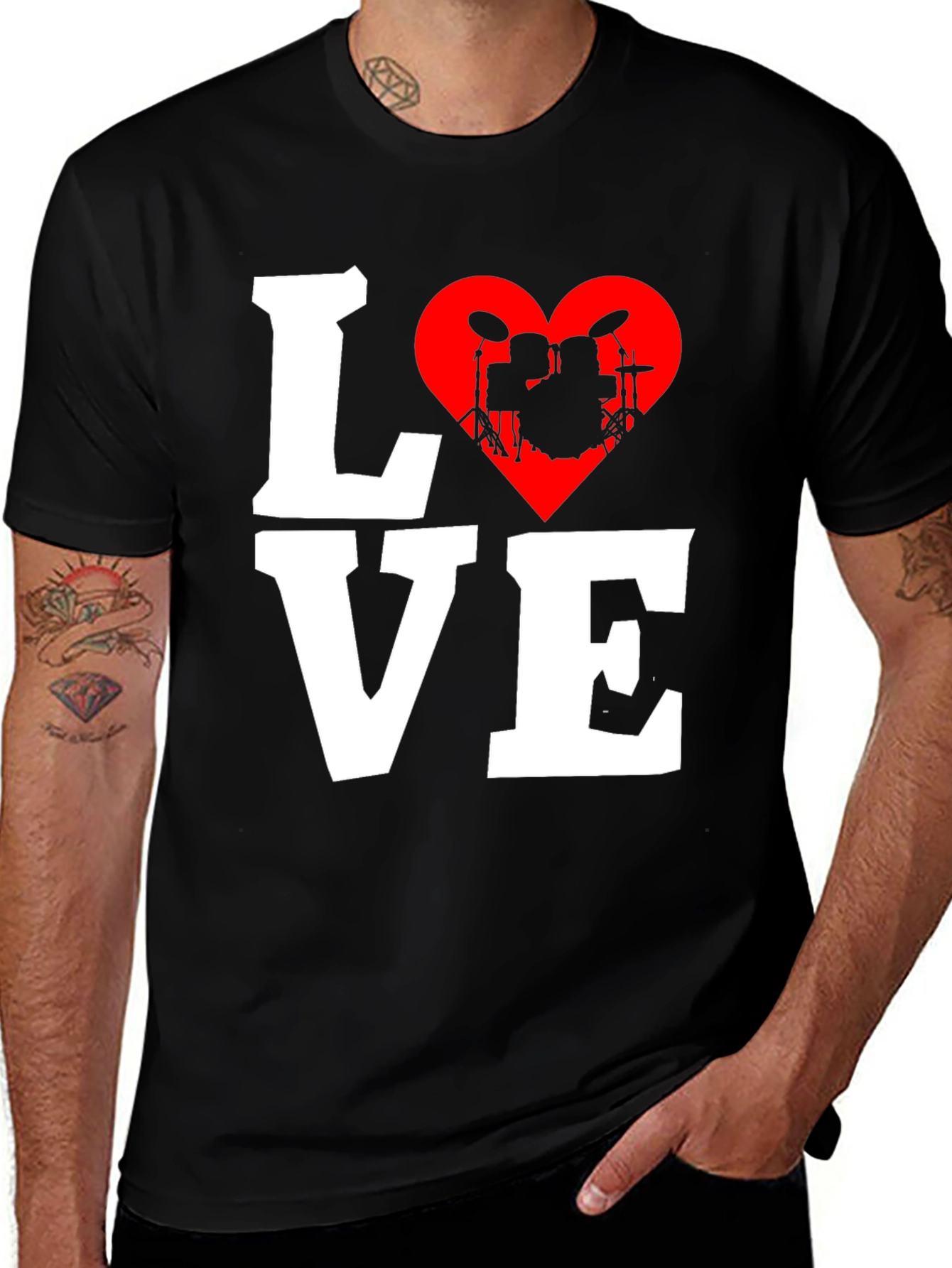 Variant 26 of Love Drums T-Shirt - Music Heart Tee