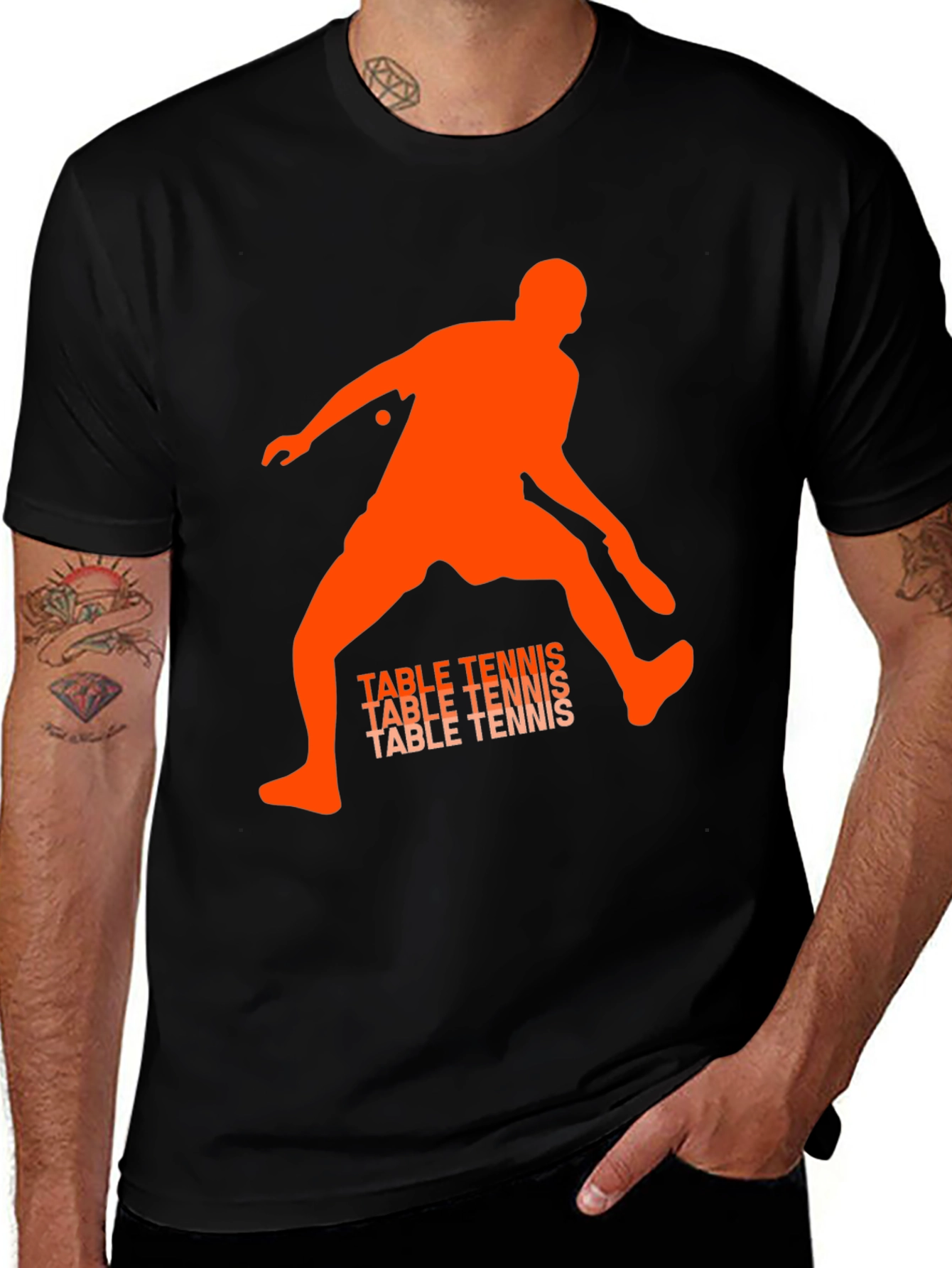 Variant 6 of Table Tennis Player Graphic Tee - Sporty Black T-Shirt