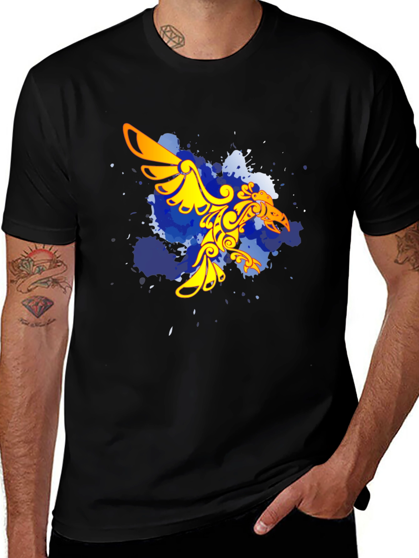 Variant 11 of Stylish Black T-Shirt with Unique Bird Design