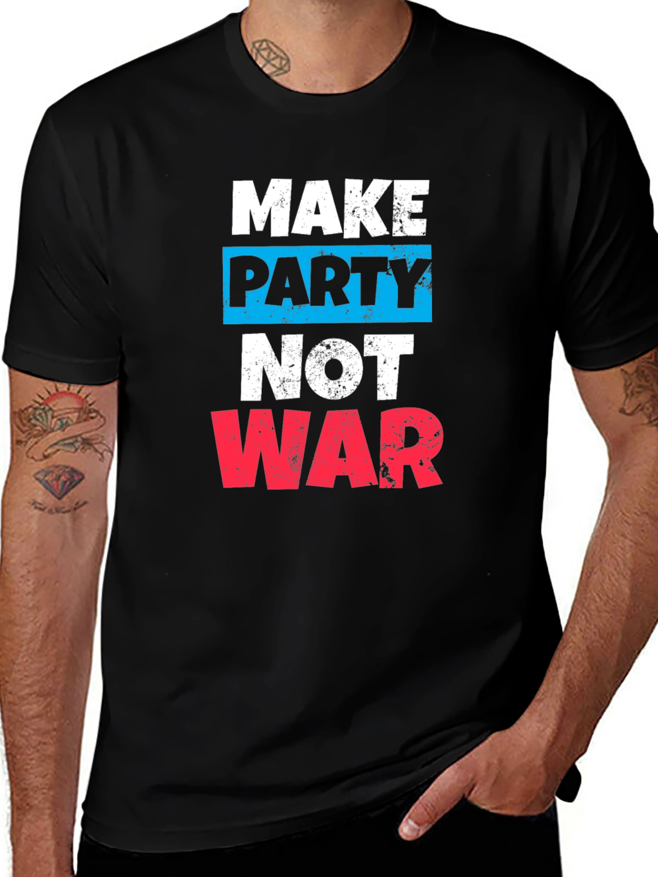 Variant 30 of Make Party Not War Graphic Tee - Black