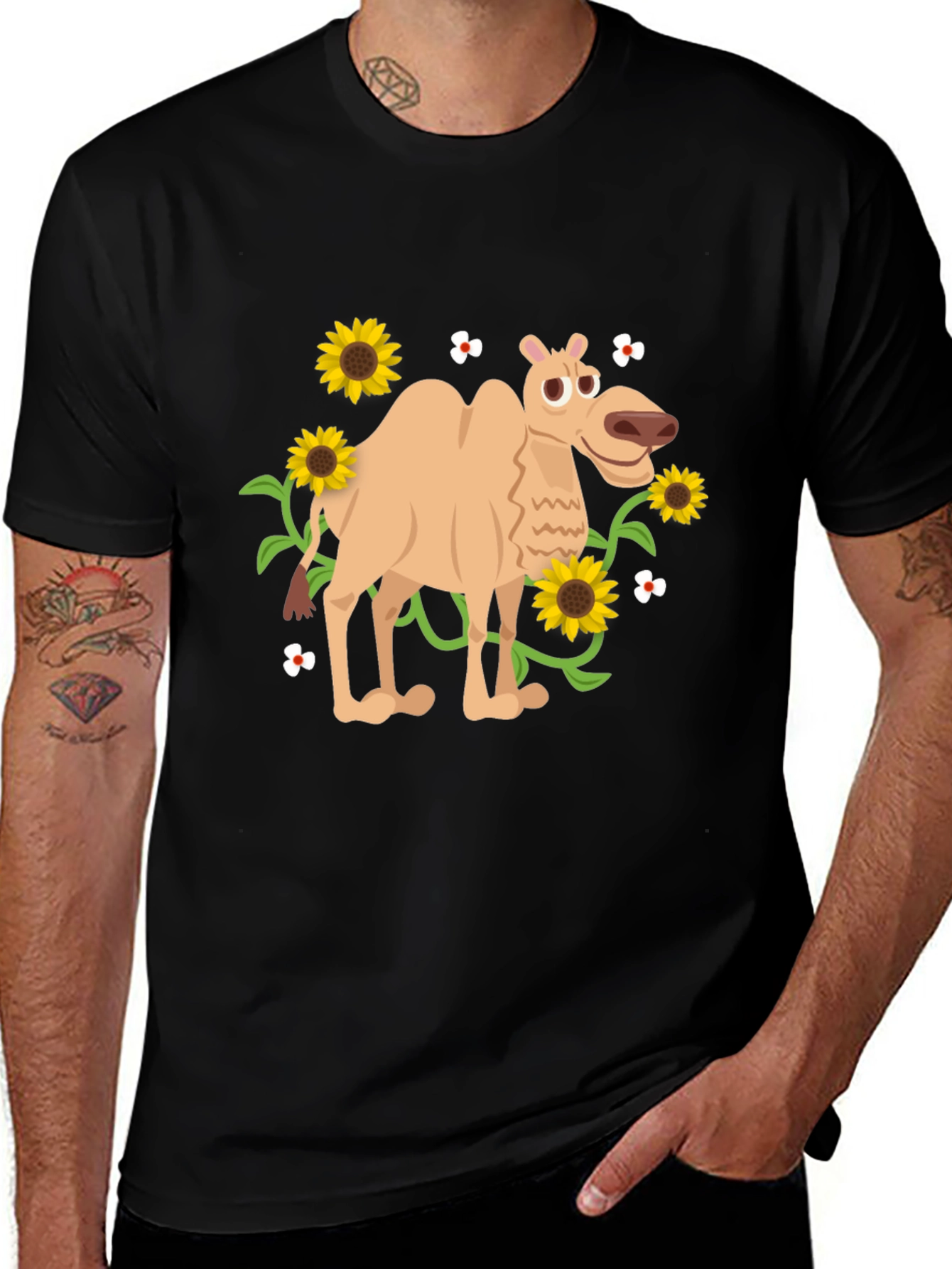 Variant 17 of Camel and Sunflowers Graphic Tee
