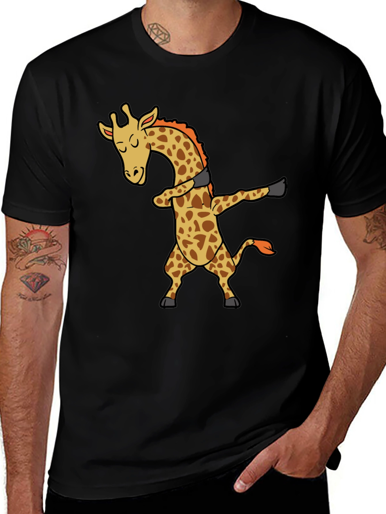 Variant 14 of Dabbing Giraffe Black T-Shirt - Trendy Graphic Tee
