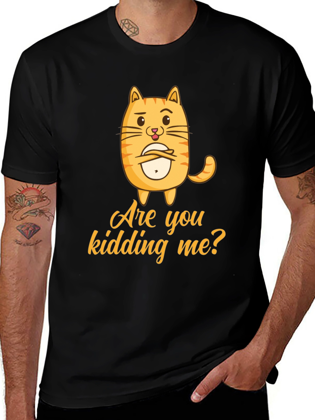 Variant 28 of Funny Cat "Are You Kidding Me?" Black T-Shirt