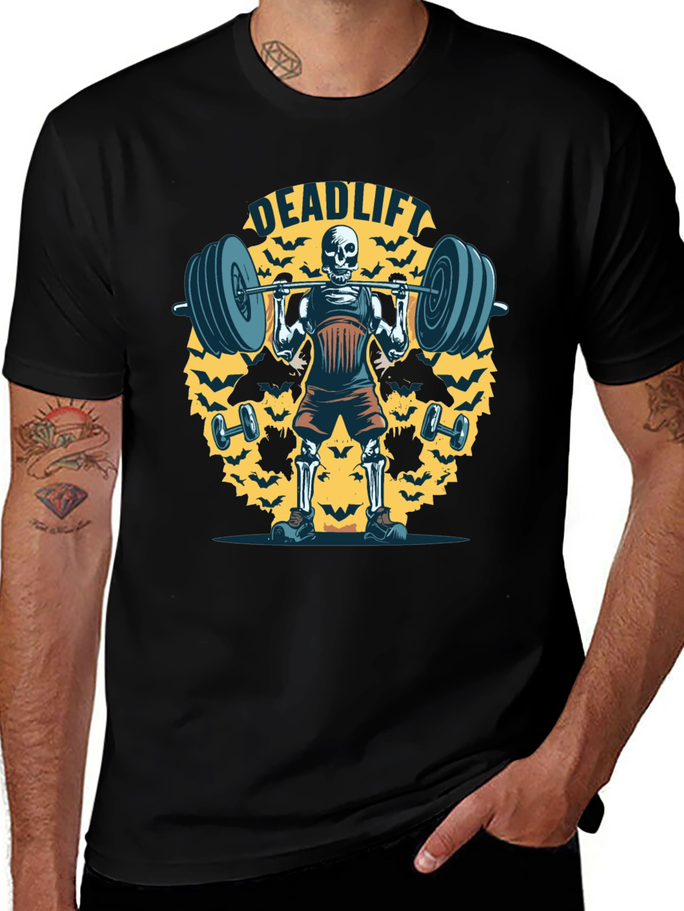 Variant 19 of Deadlift Skeleton Graphic T-Shirt
