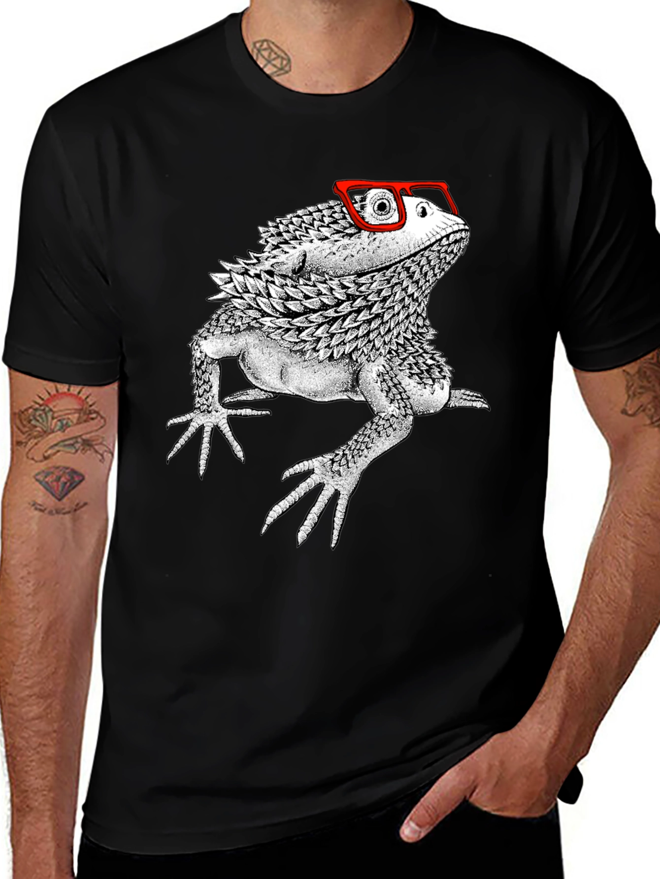 Variant 13 of Bearded Dragon in Glasses Men's Black T-shirt