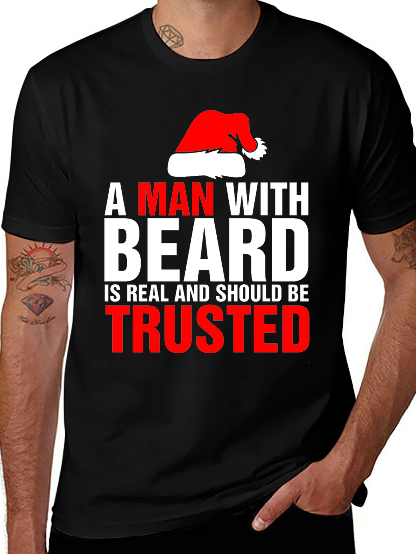 Variant 8 of Bearded Man Santa Hat T-Shirt