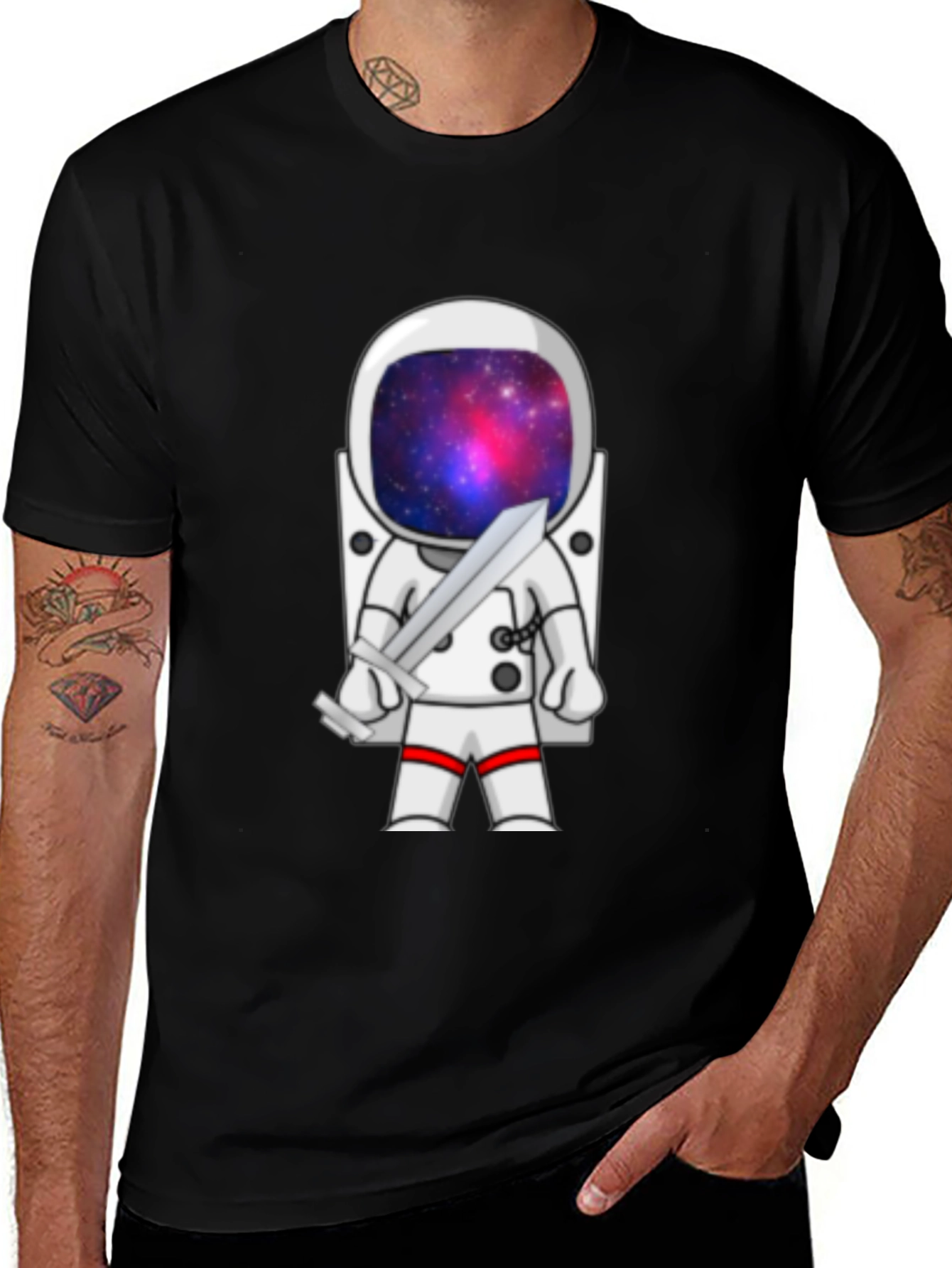 Variant 3 of Astronaut Galaxy Sword T-Shirt - Space Warrior Tee
