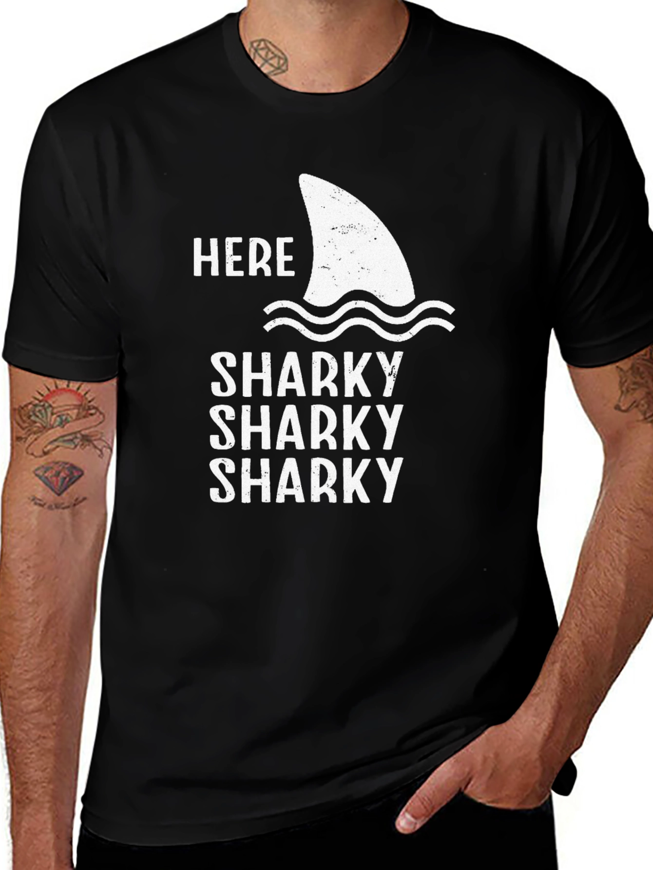 Variant 5 of Here Sharky Sharky Sharky Black T-Shirt