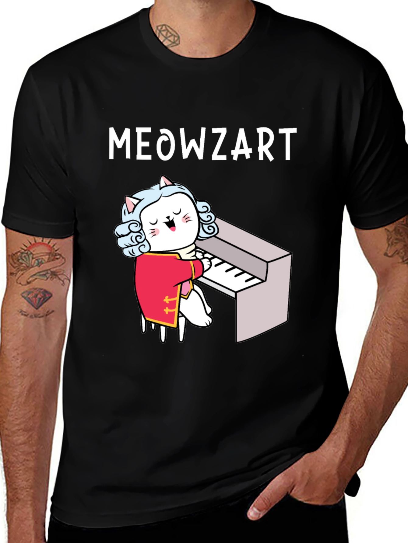 Meowzart T-Shirt - Funny Cat Mozart Design