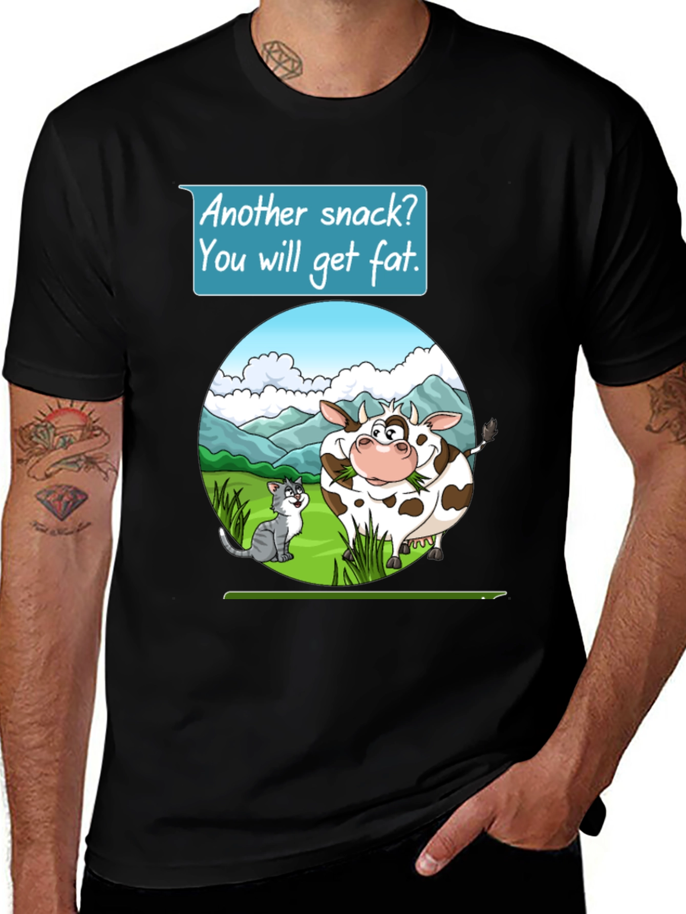 Variant 17 of Funny Cow & Cat Cartoon T-Shirt